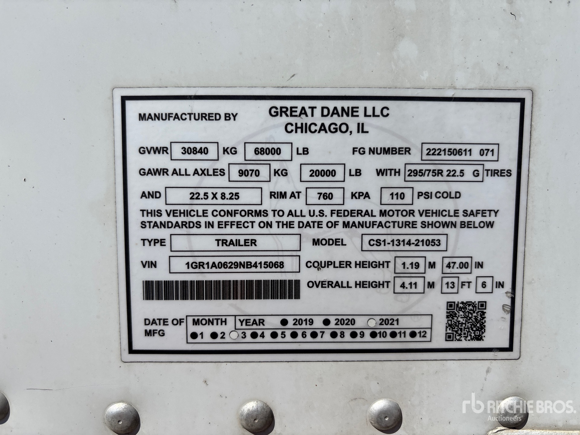 General Appearance with Serial Number / VIN