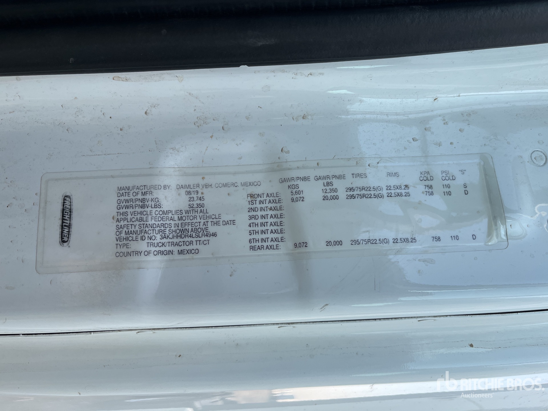 General Appearance with Serial Number / VIN