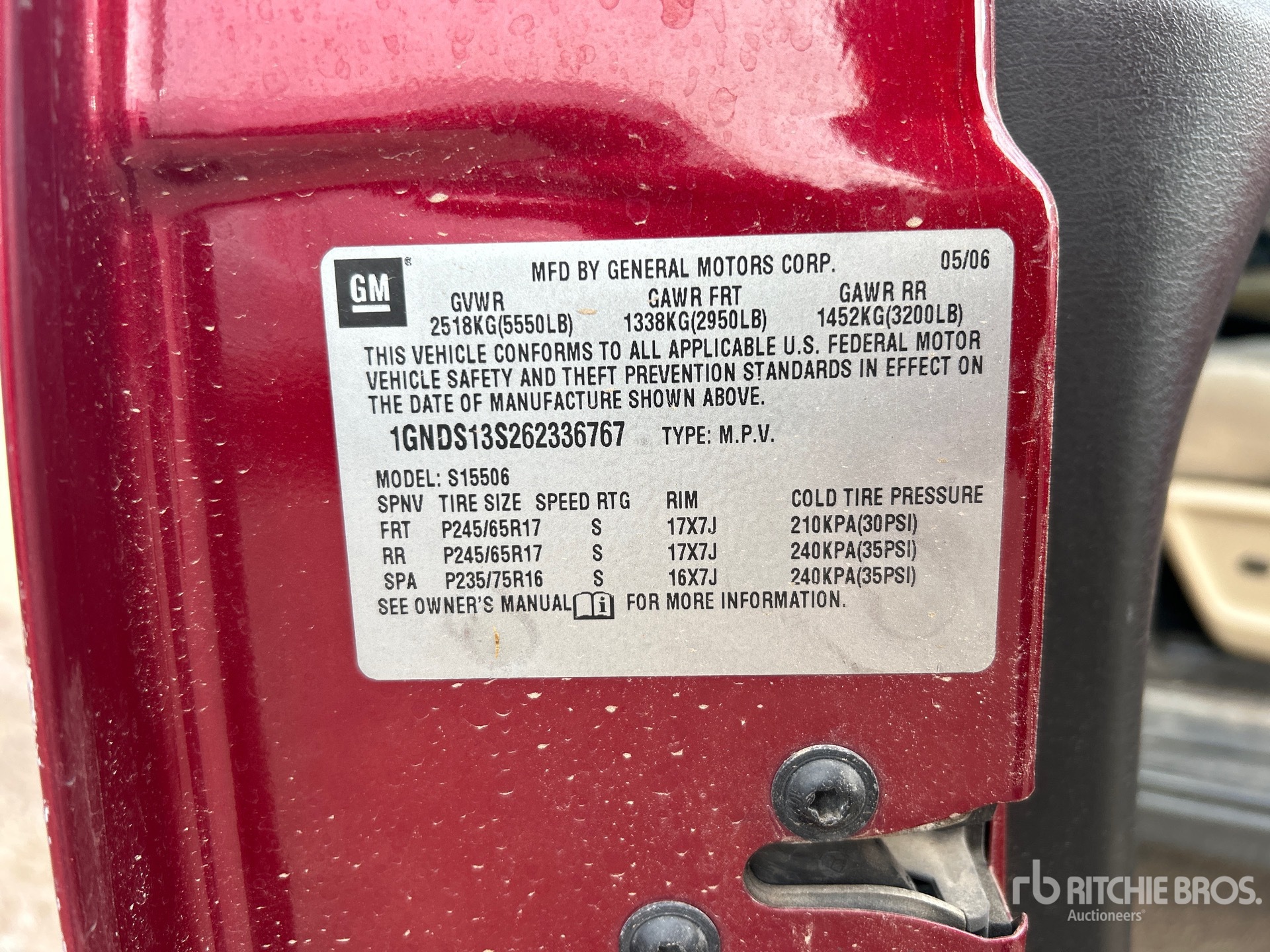 General Appearance with Serial Number / VIN