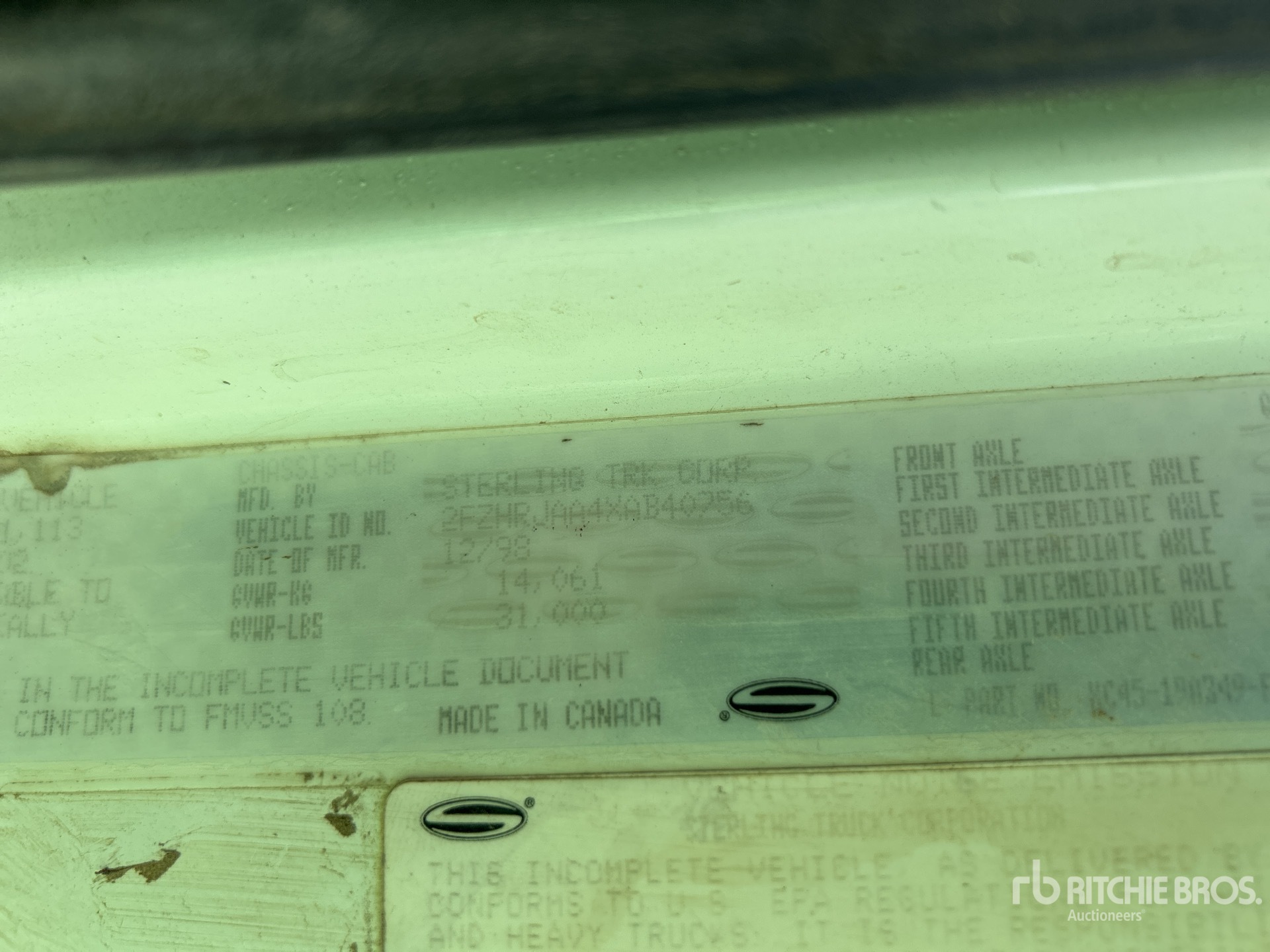 General Appearance with Serial Number / VIN
