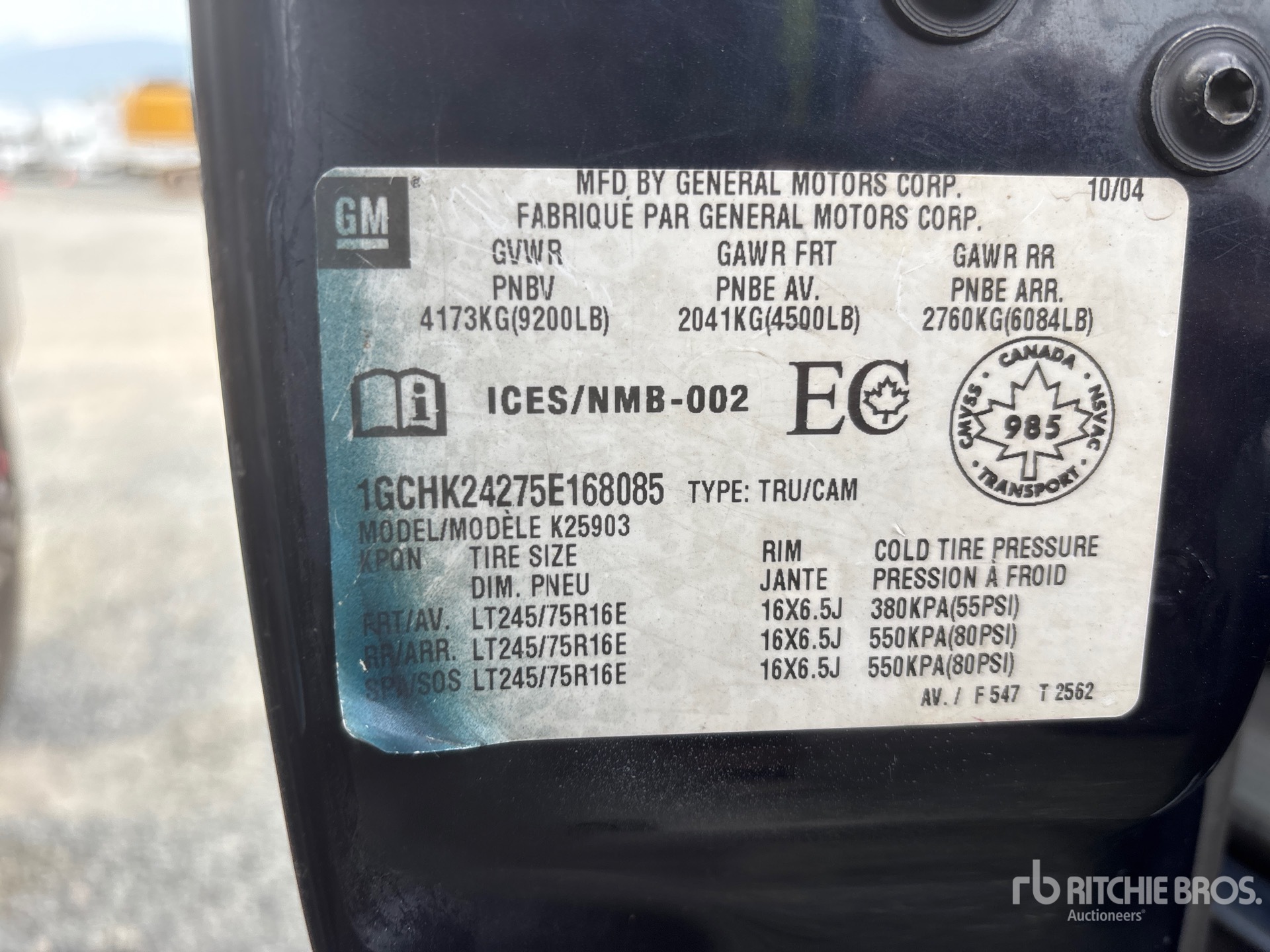 General Appearance with Serial Number / VIN