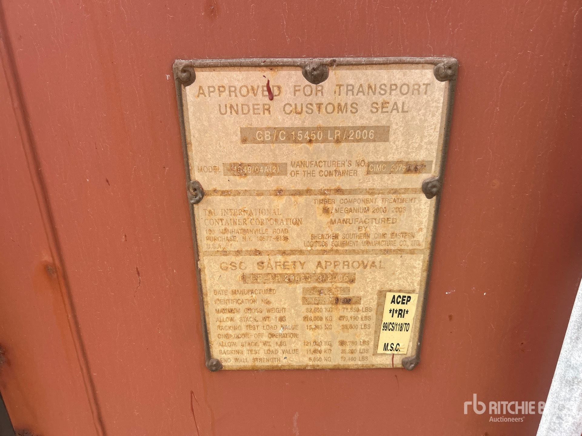 General Appearance with Serial Number / VIN