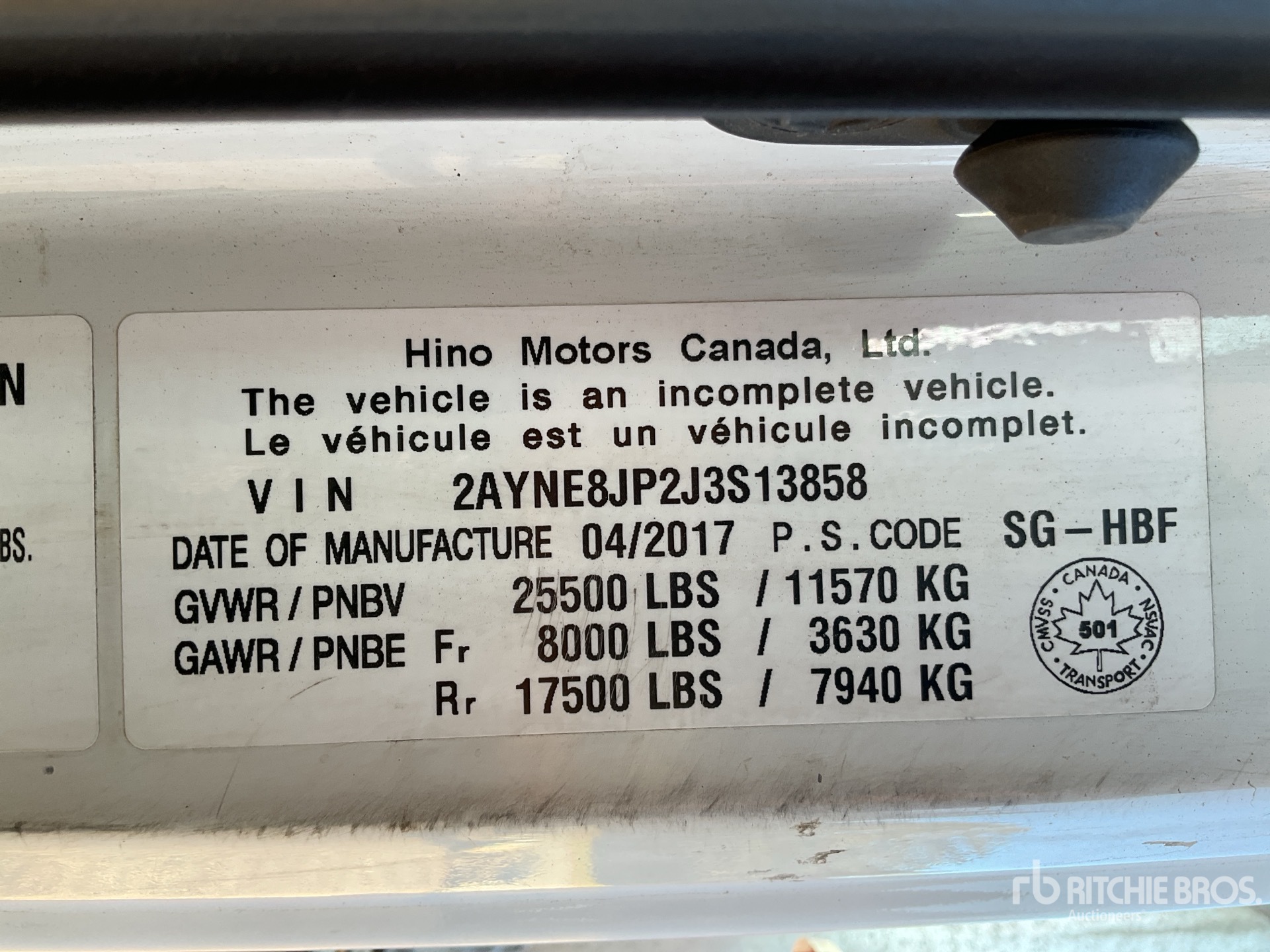 General Appearance with Serial Number / VIN
