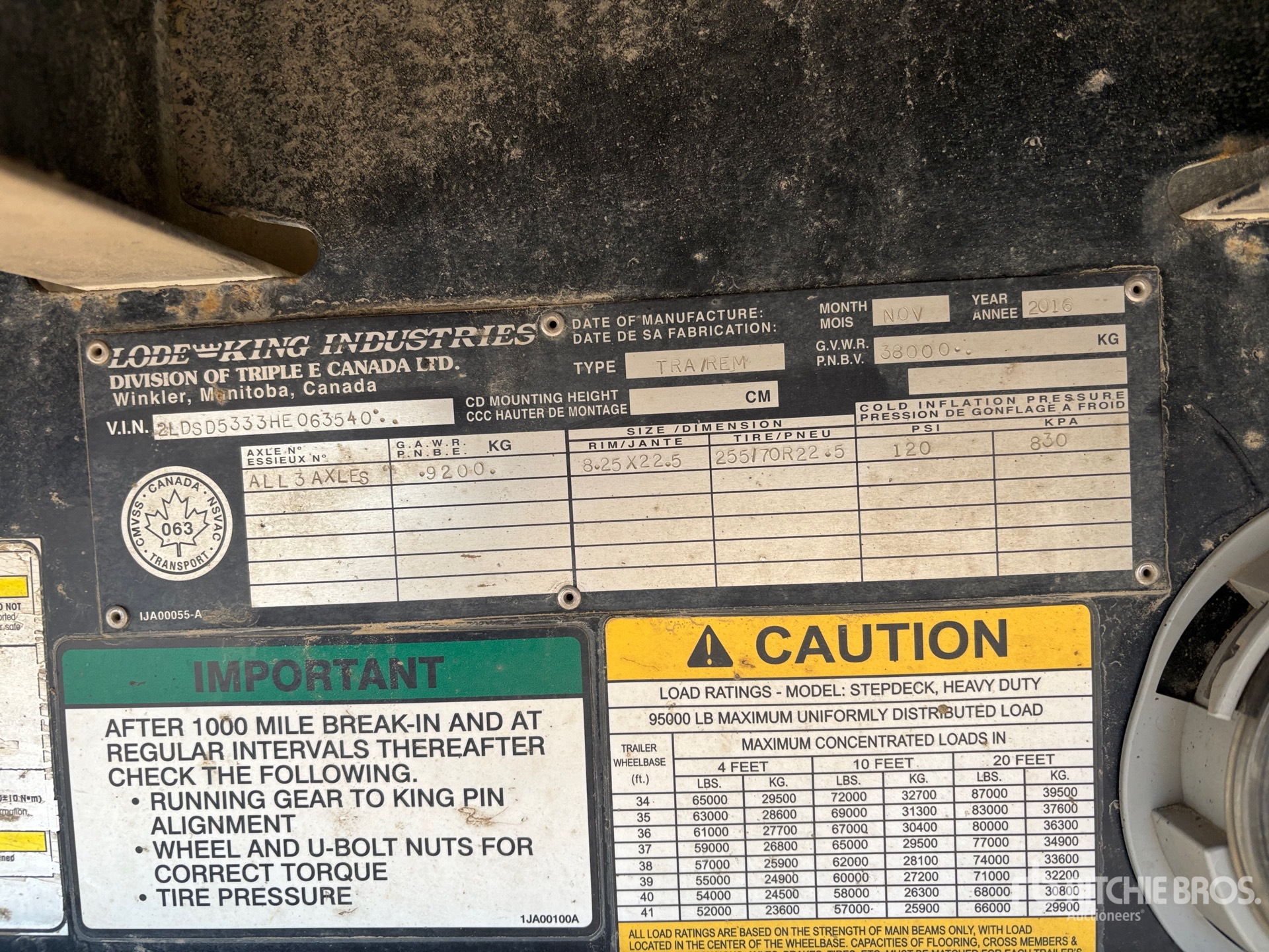 General Appearance with Serial Number / VIN