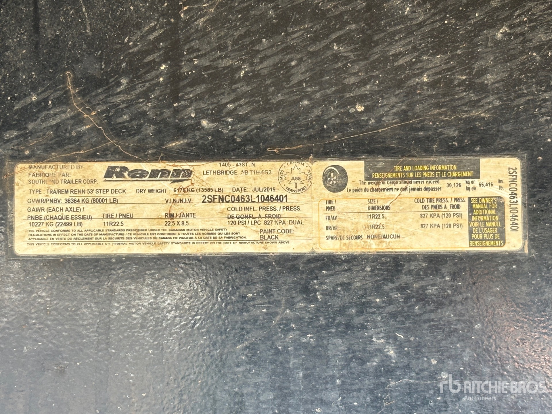 General Appearance with Serial Number / VIN