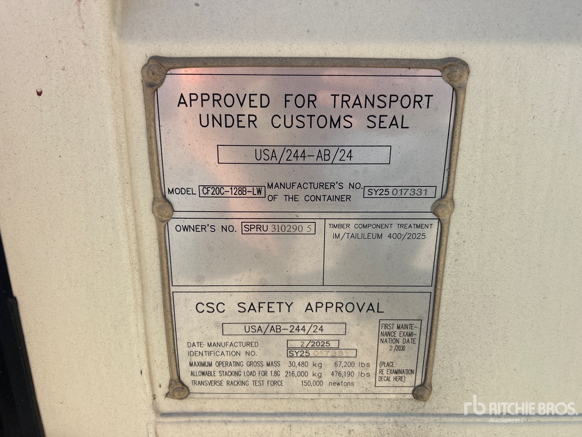 General Appearance with Serial Number / VIN