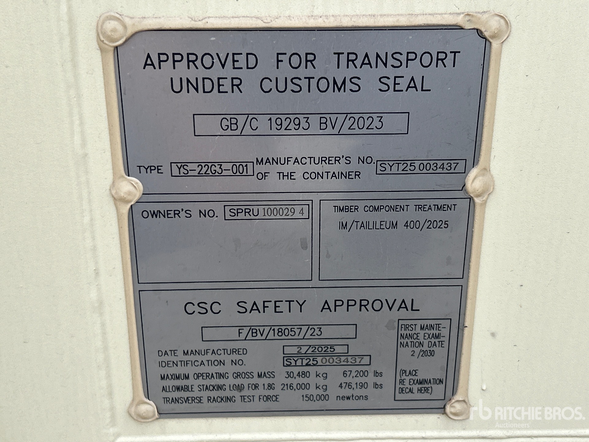 General Appearance with Serial Number / VIN