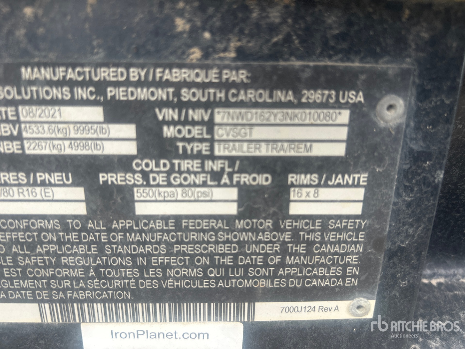 General Appearance with Serial Number / VIN