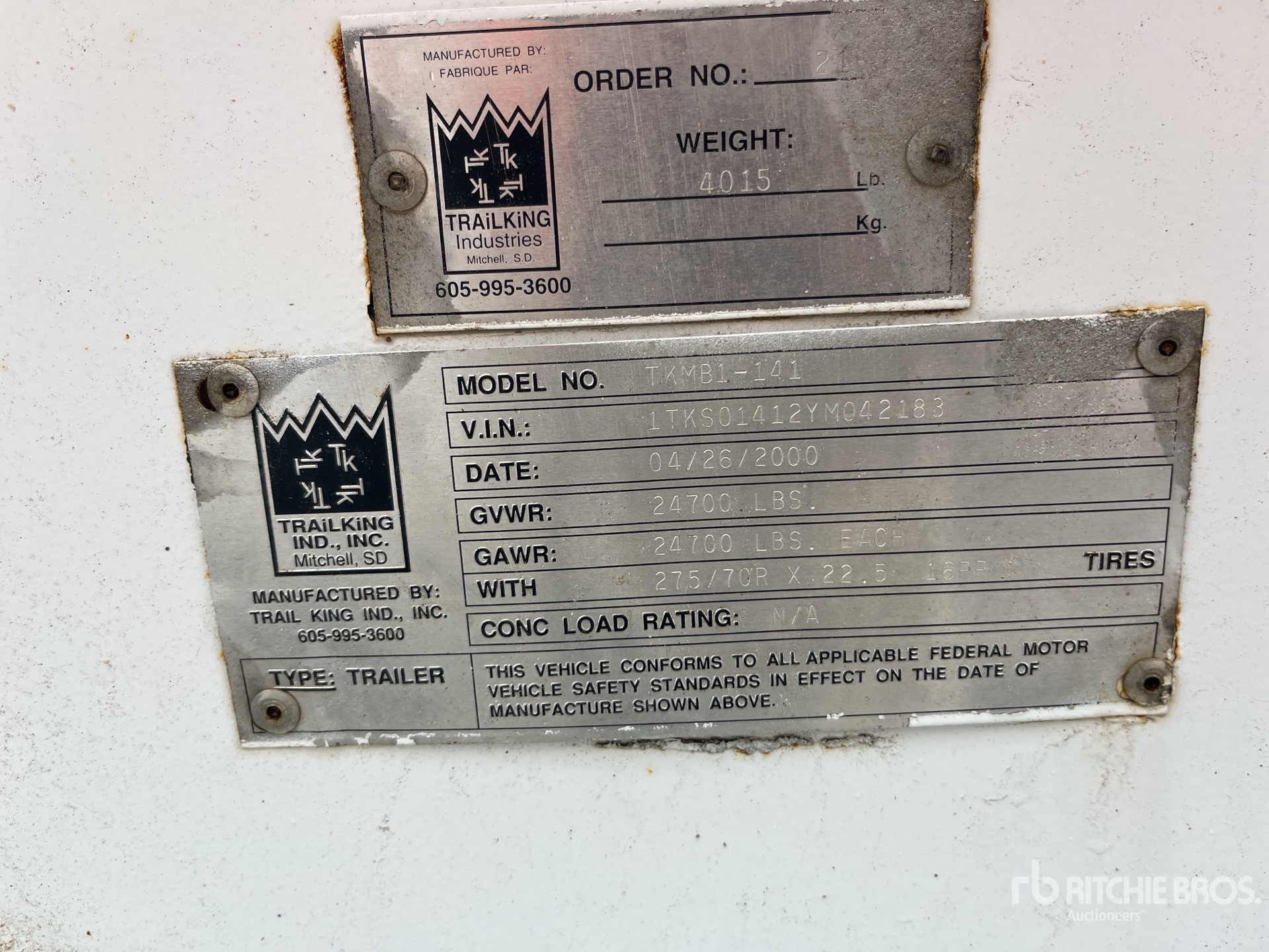 General Appearance with Serial Number / VIN