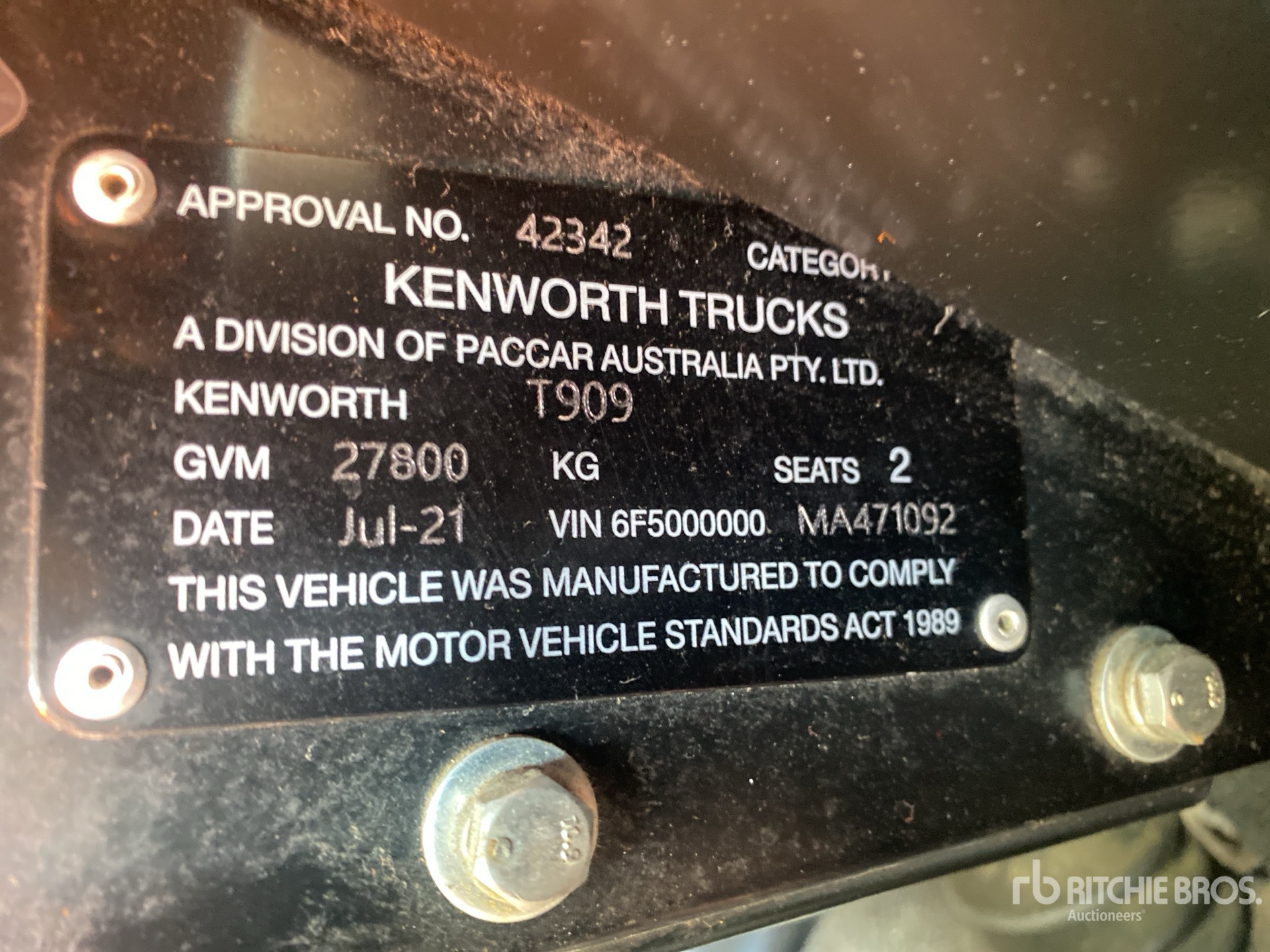 General Appearance with Serial Number / VIN