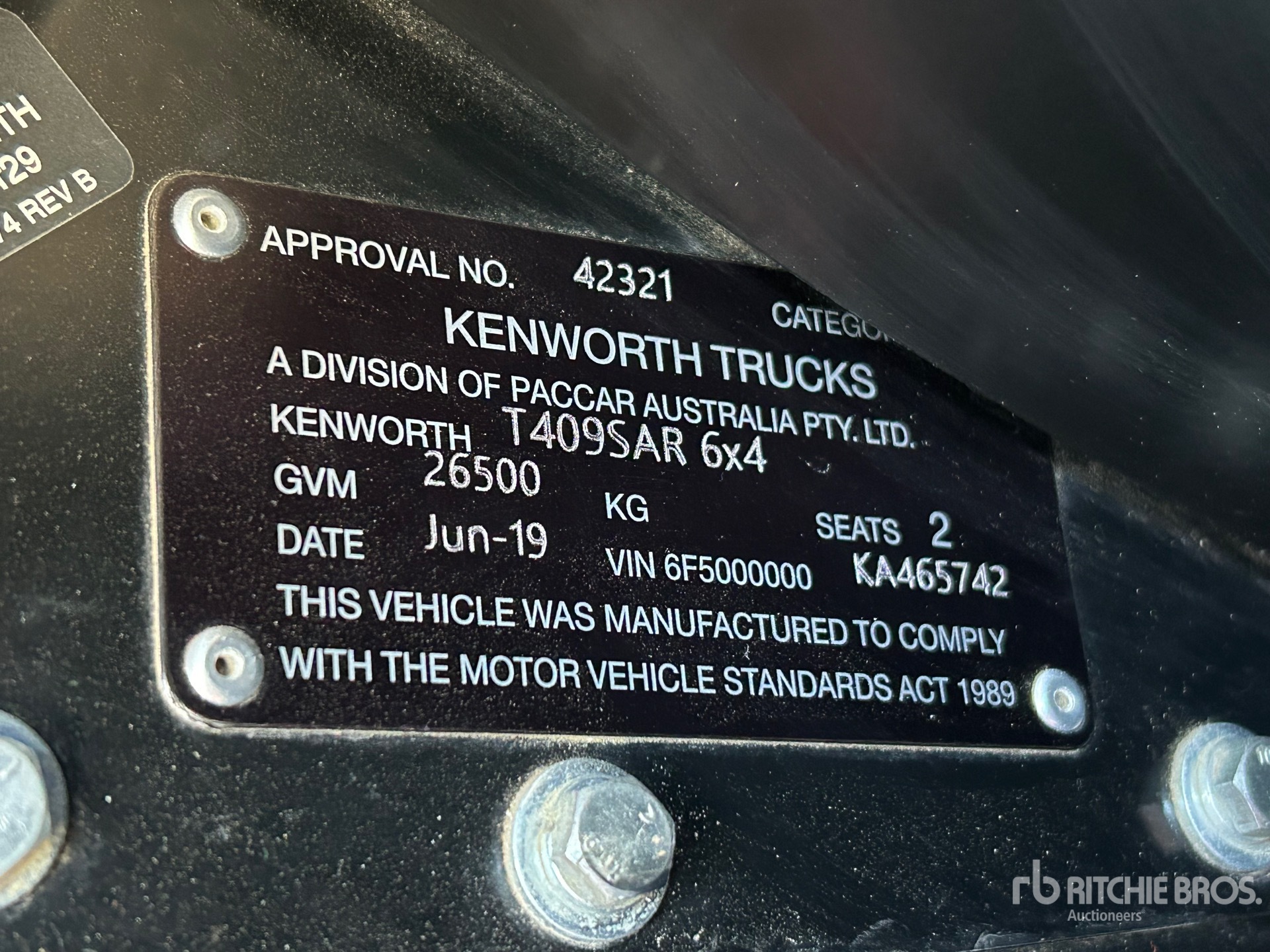General Appearance with Serial Number / VIN