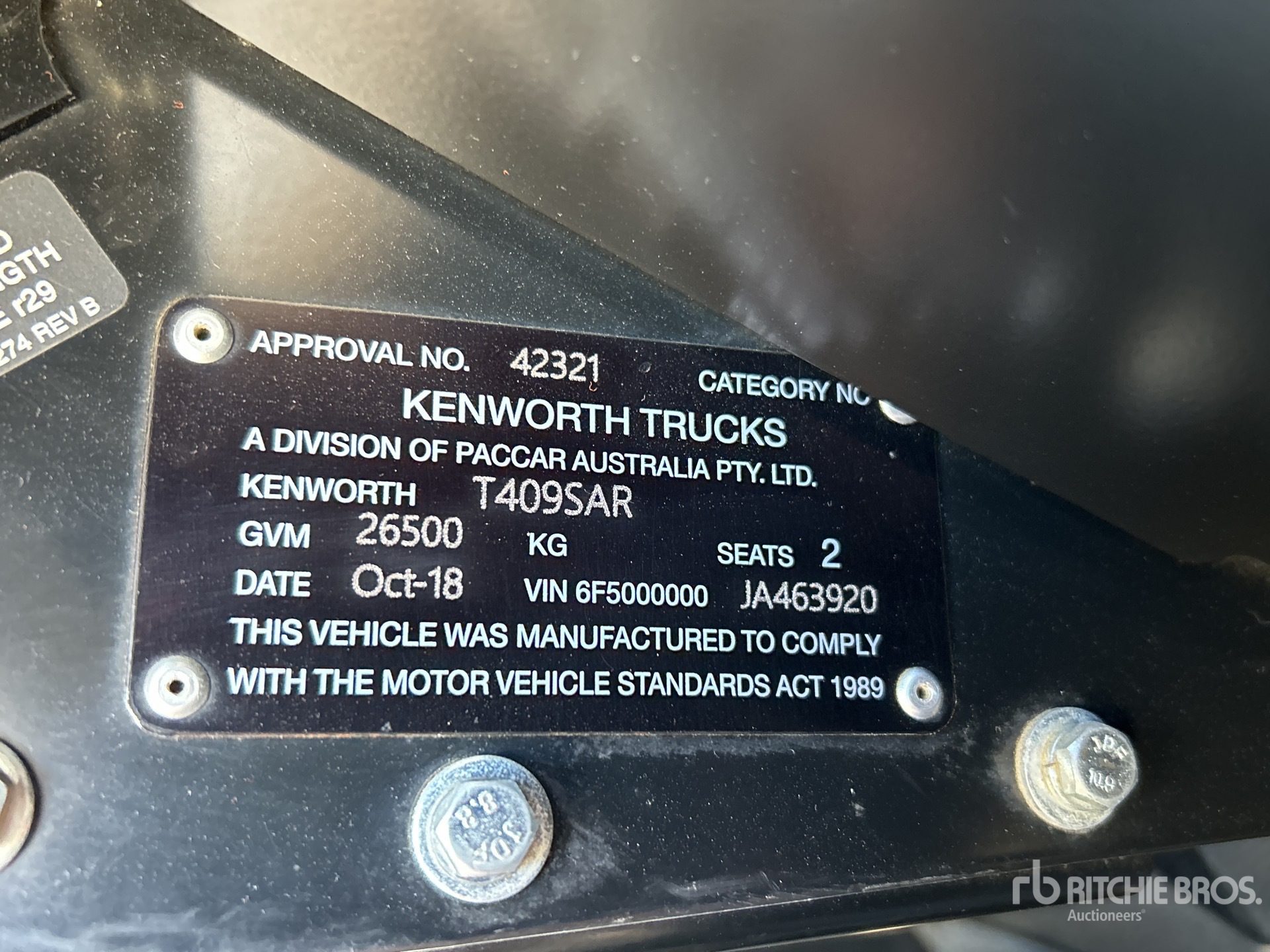 General Appearance with Serial Number / VIN