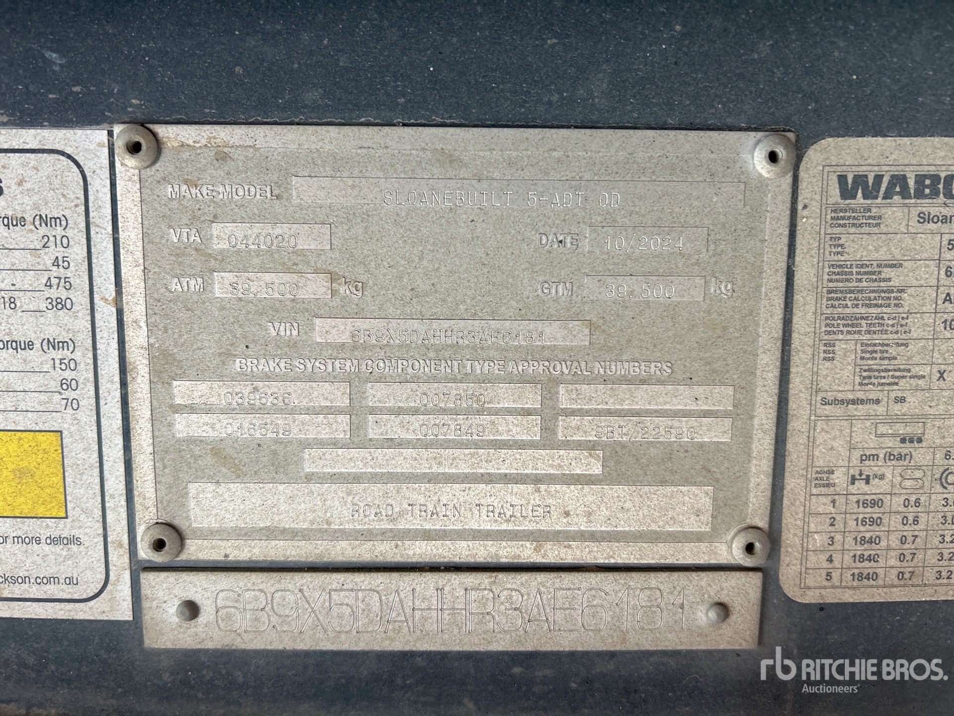 General Appearance with Serial Number / VIN