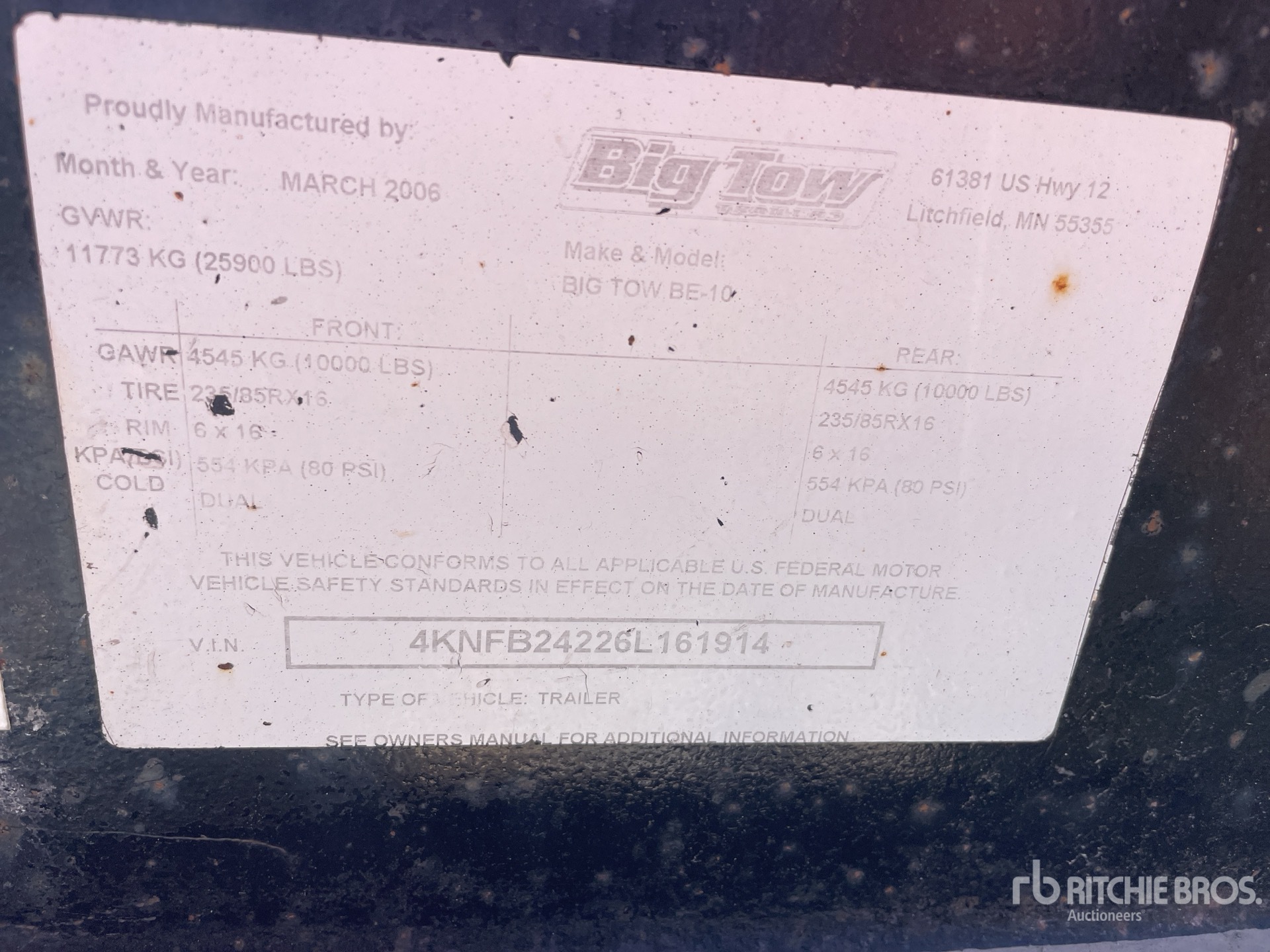 General Appearance with Serial Number / VIN