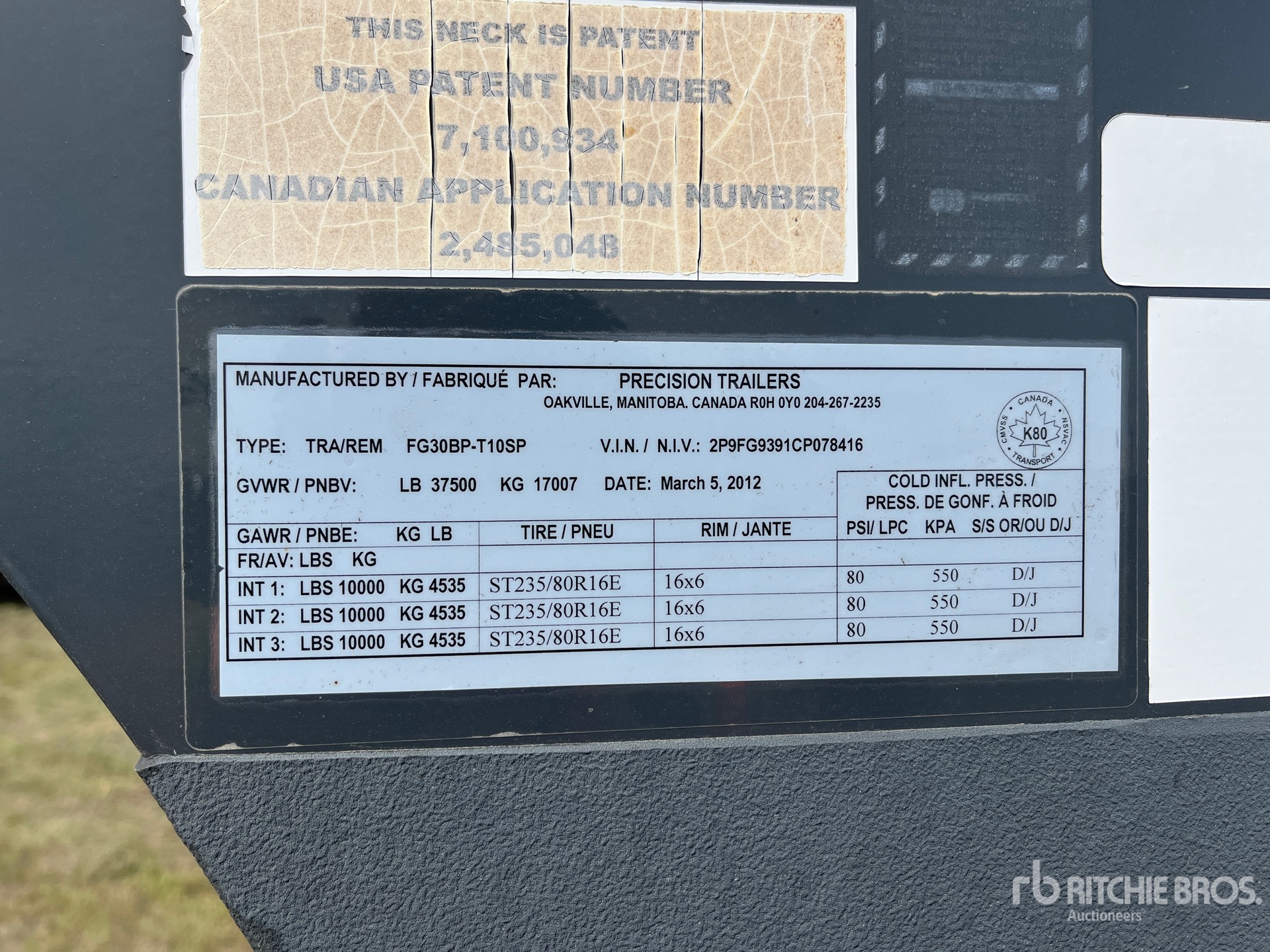 General Appearance with Serial Number / VIN