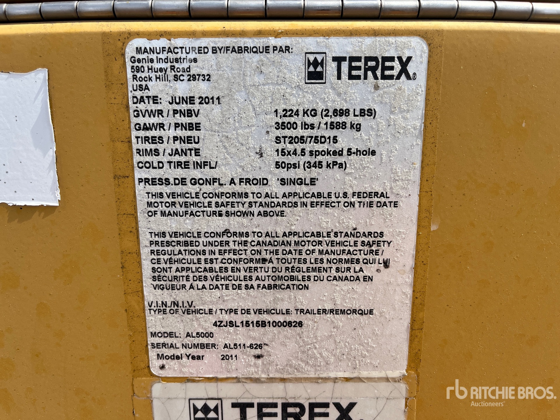 General Appearance with Serial Number / VIN