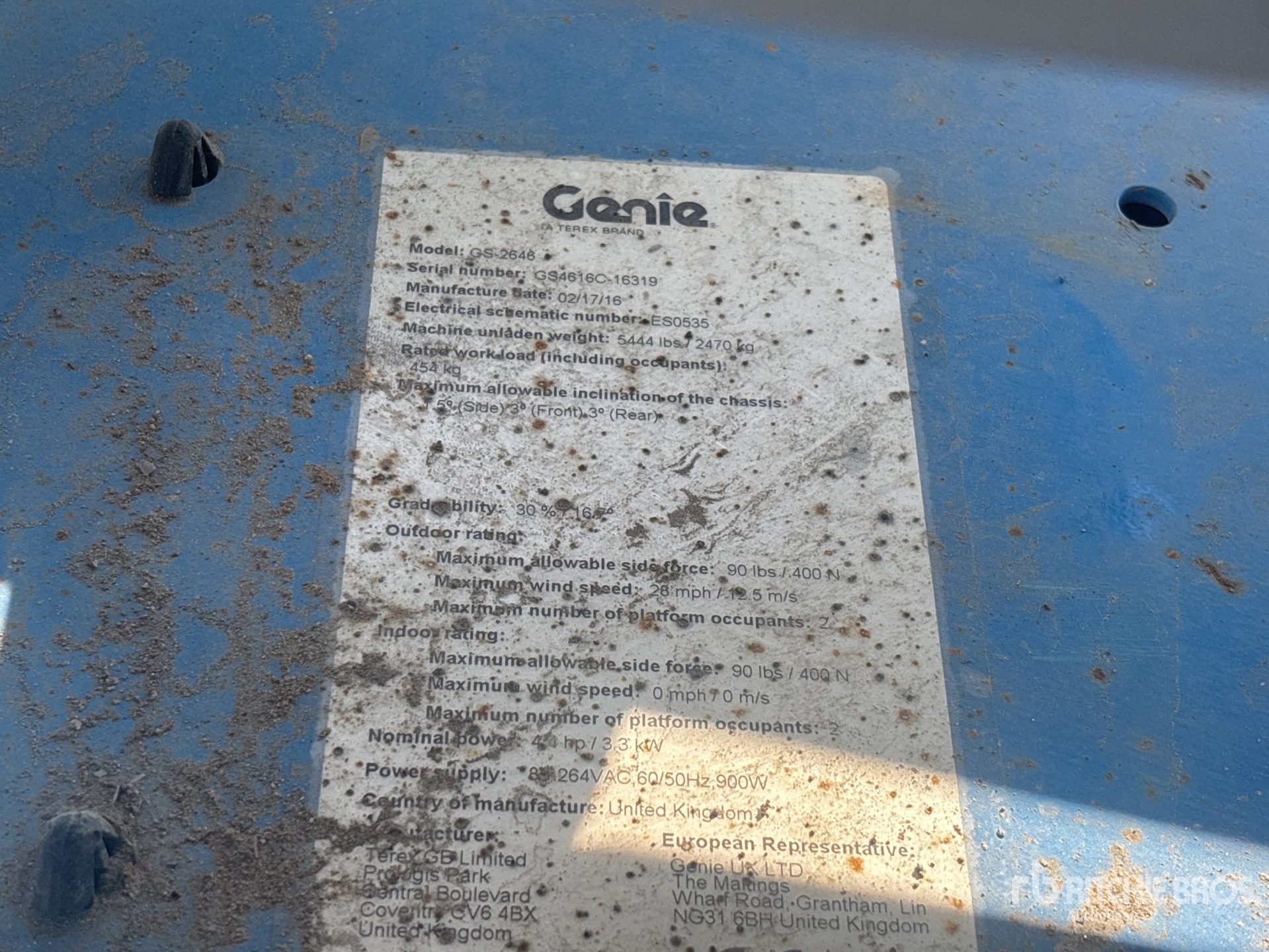 General Appearance with Serial Number / VIN