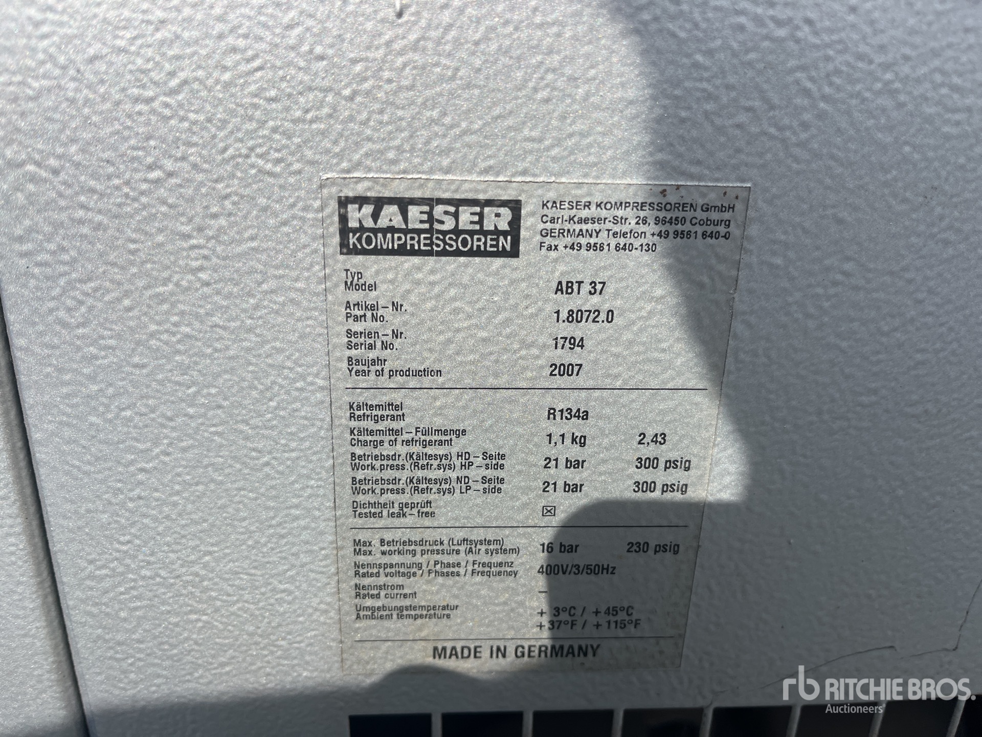 General Appearance with Serial Number / VIN