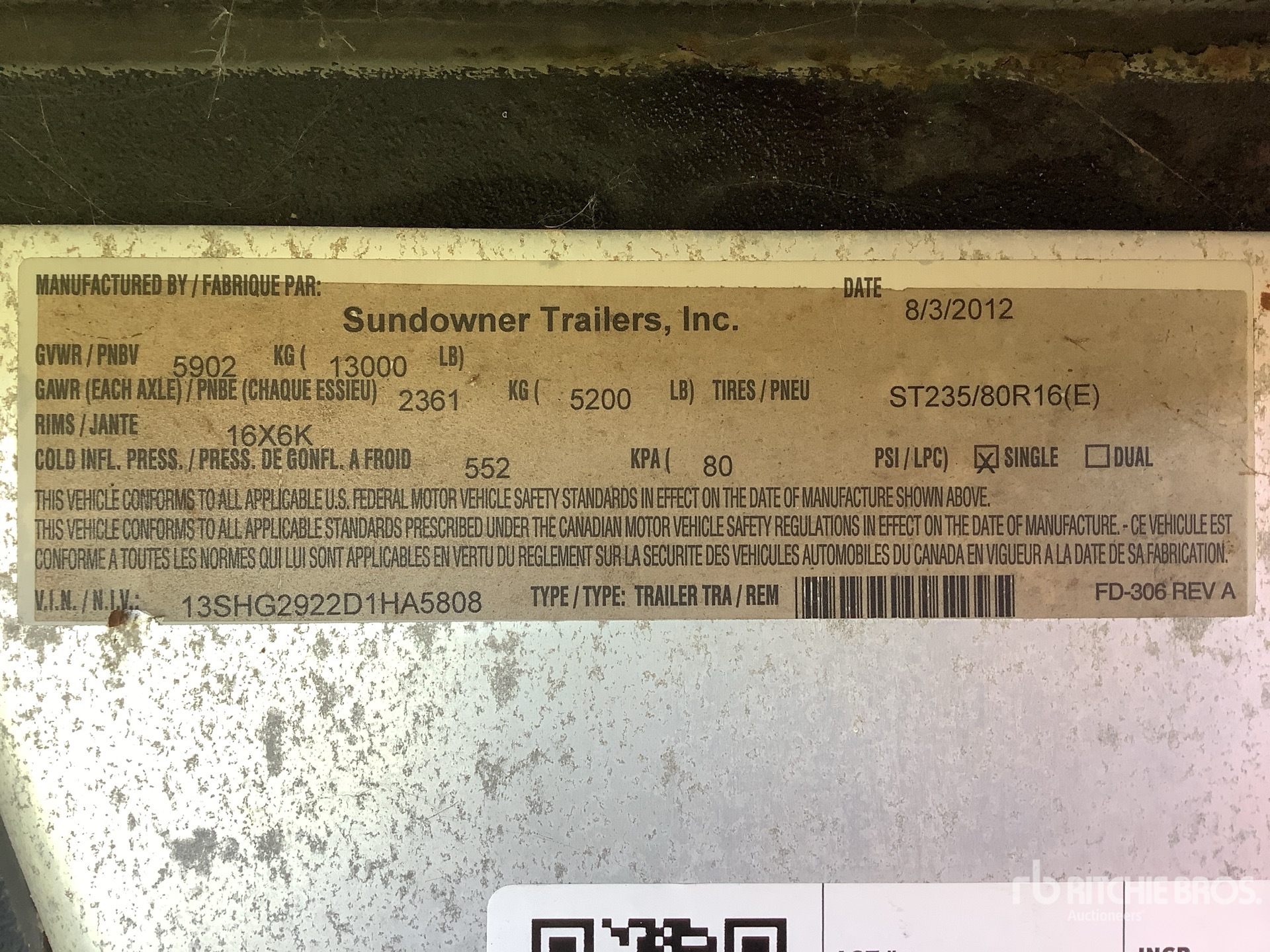 General Appearance with Serial Number / VIN