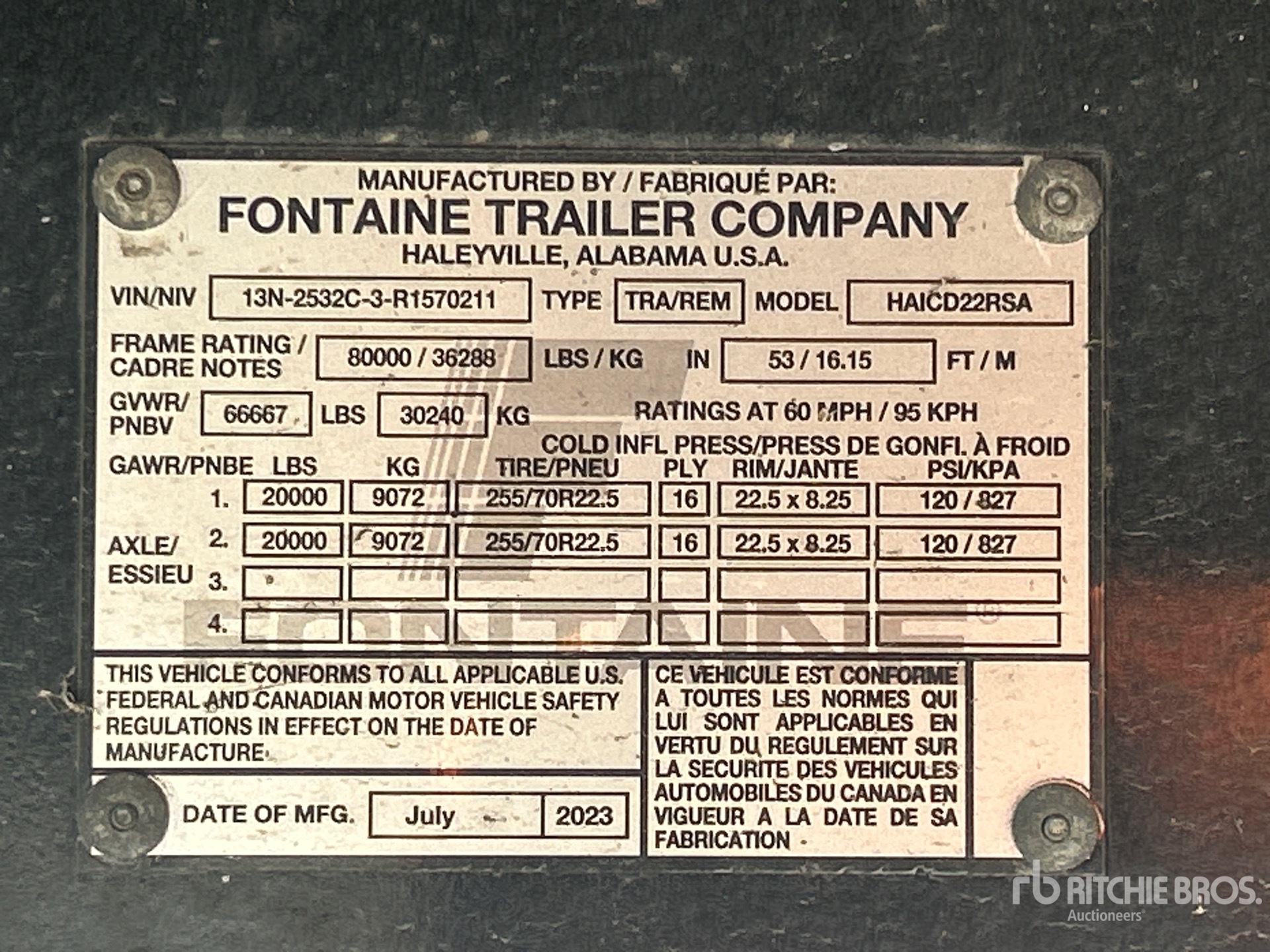 General Appearance with Serial Number / VIN