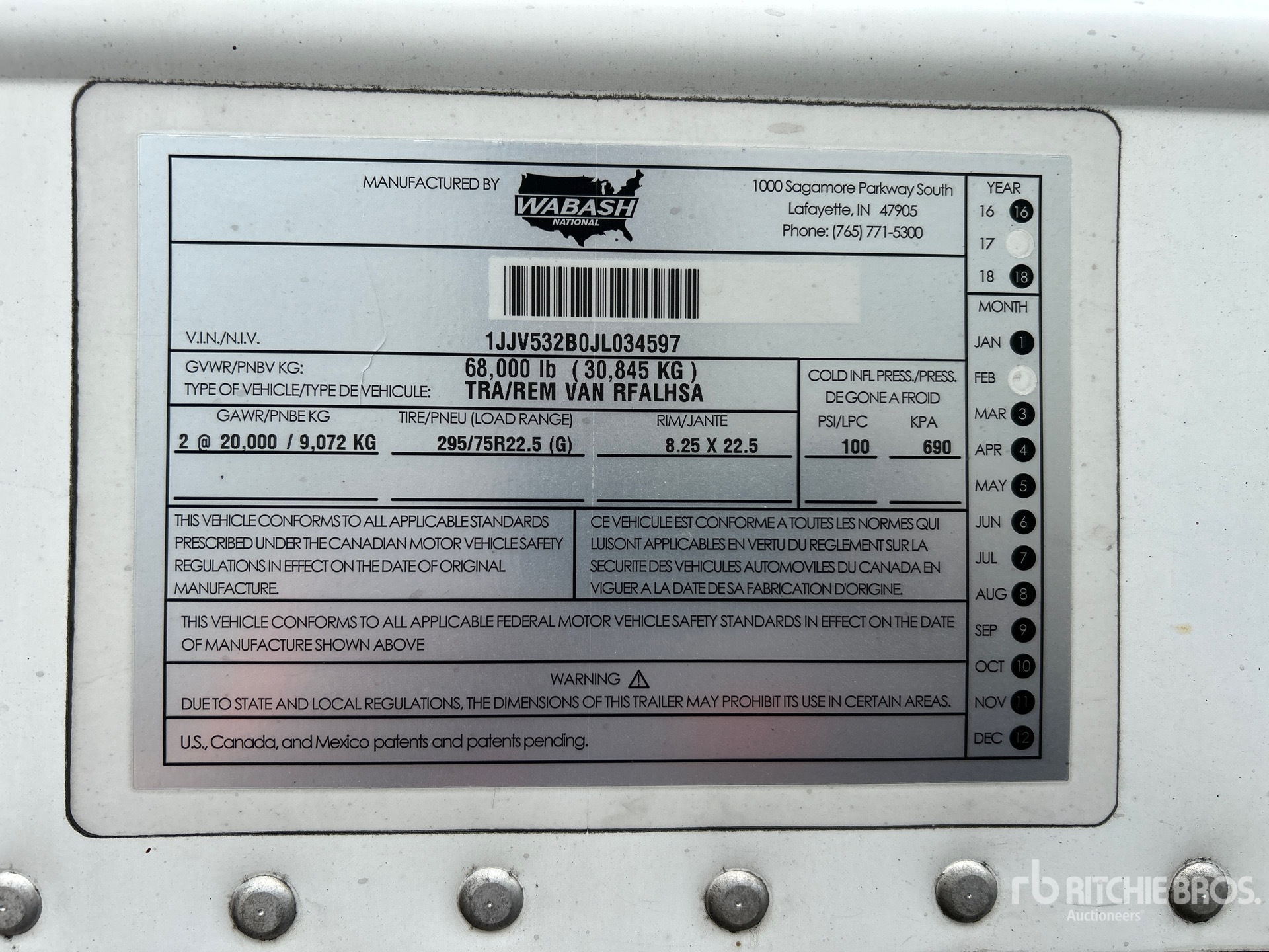 General Appearance with Serial Number / VIN