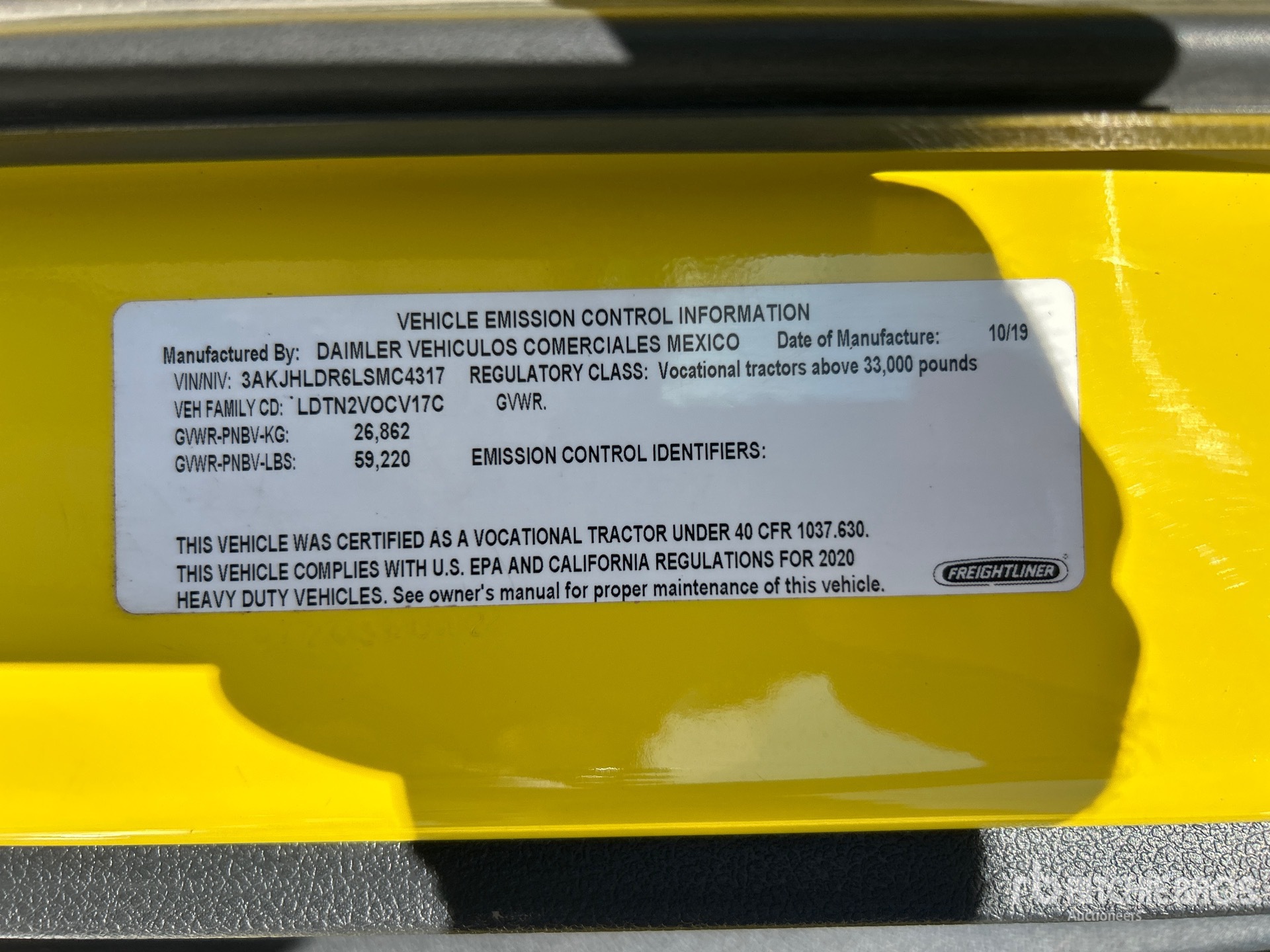 General Appearance with Serial Number / VIN
