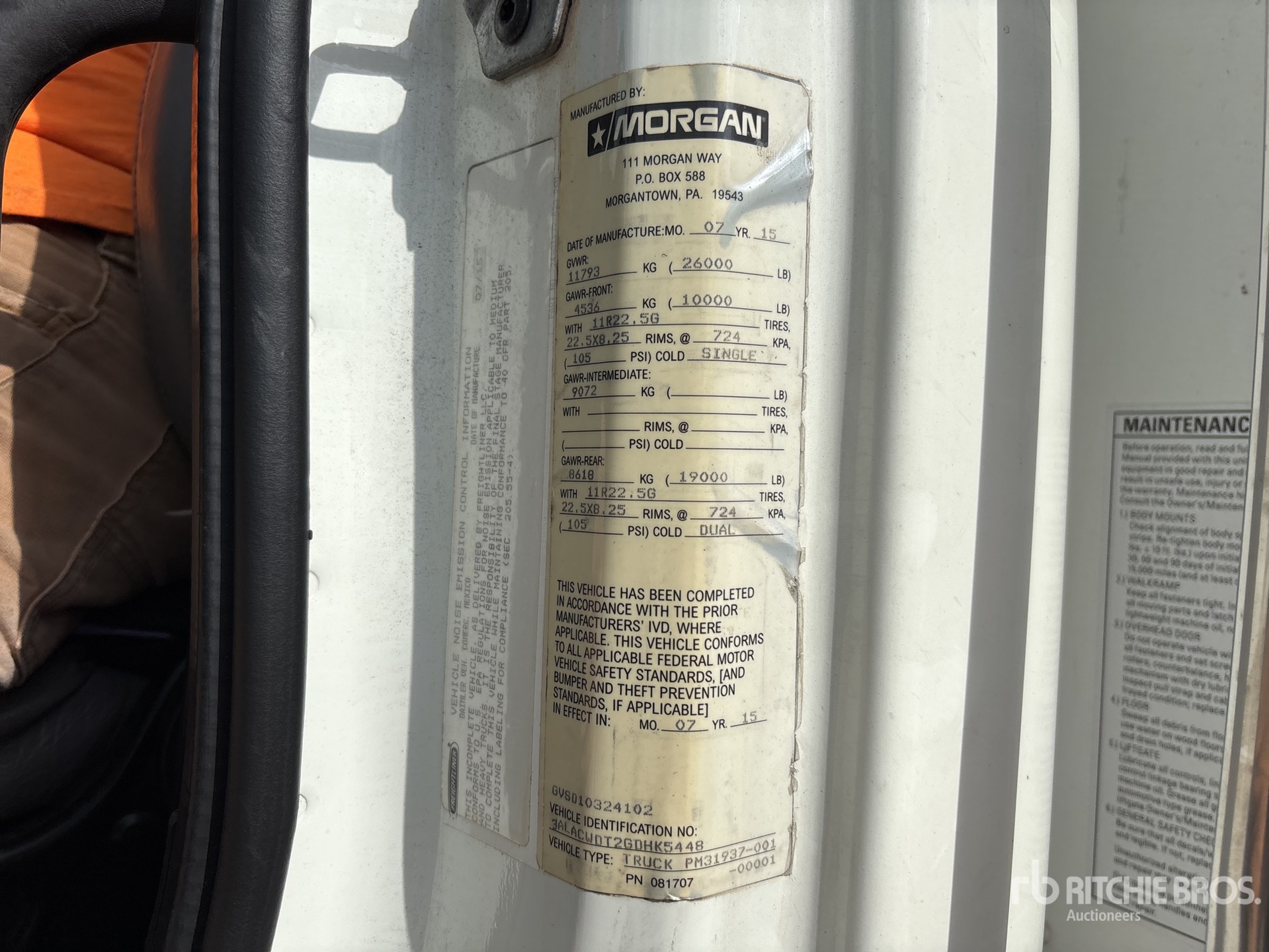 General Appearance with Serial Number / VIN
