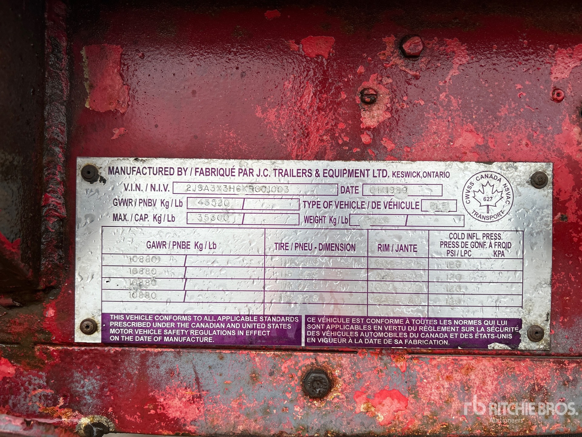 General Appearance with Serial Number / VIN