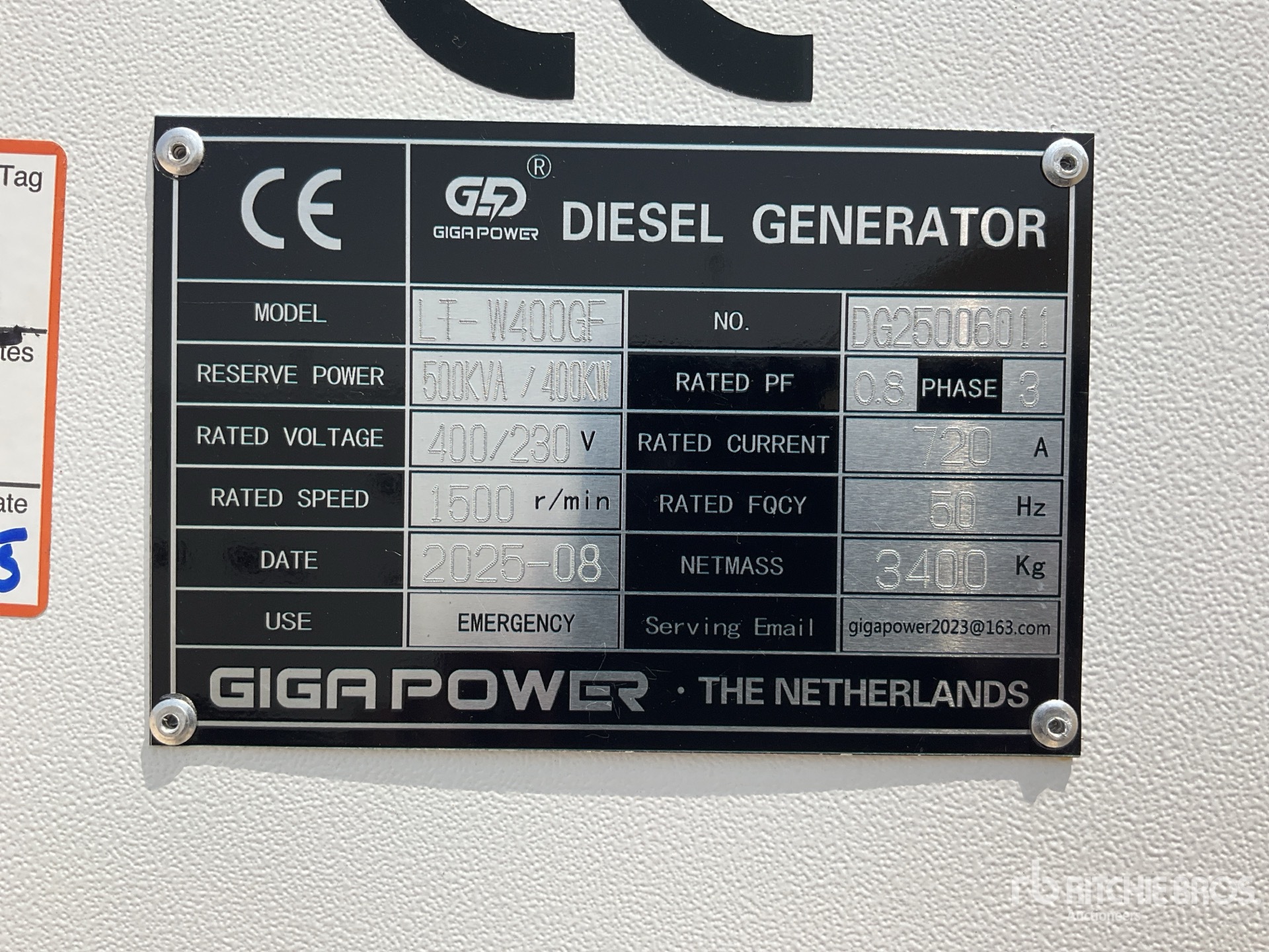 General Appearance with Serial Number / VIN