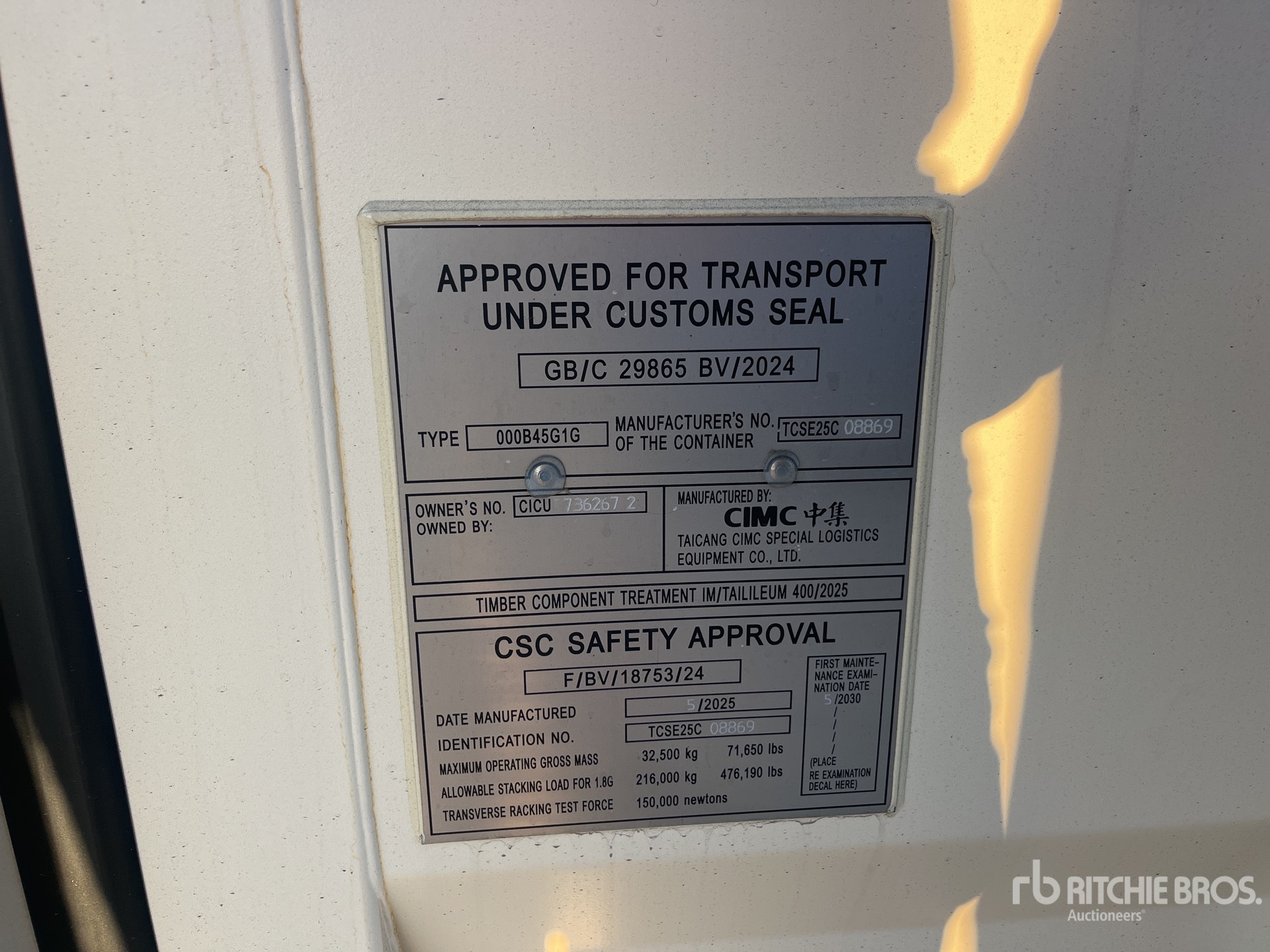 General Appearance with Serial Number / VIN