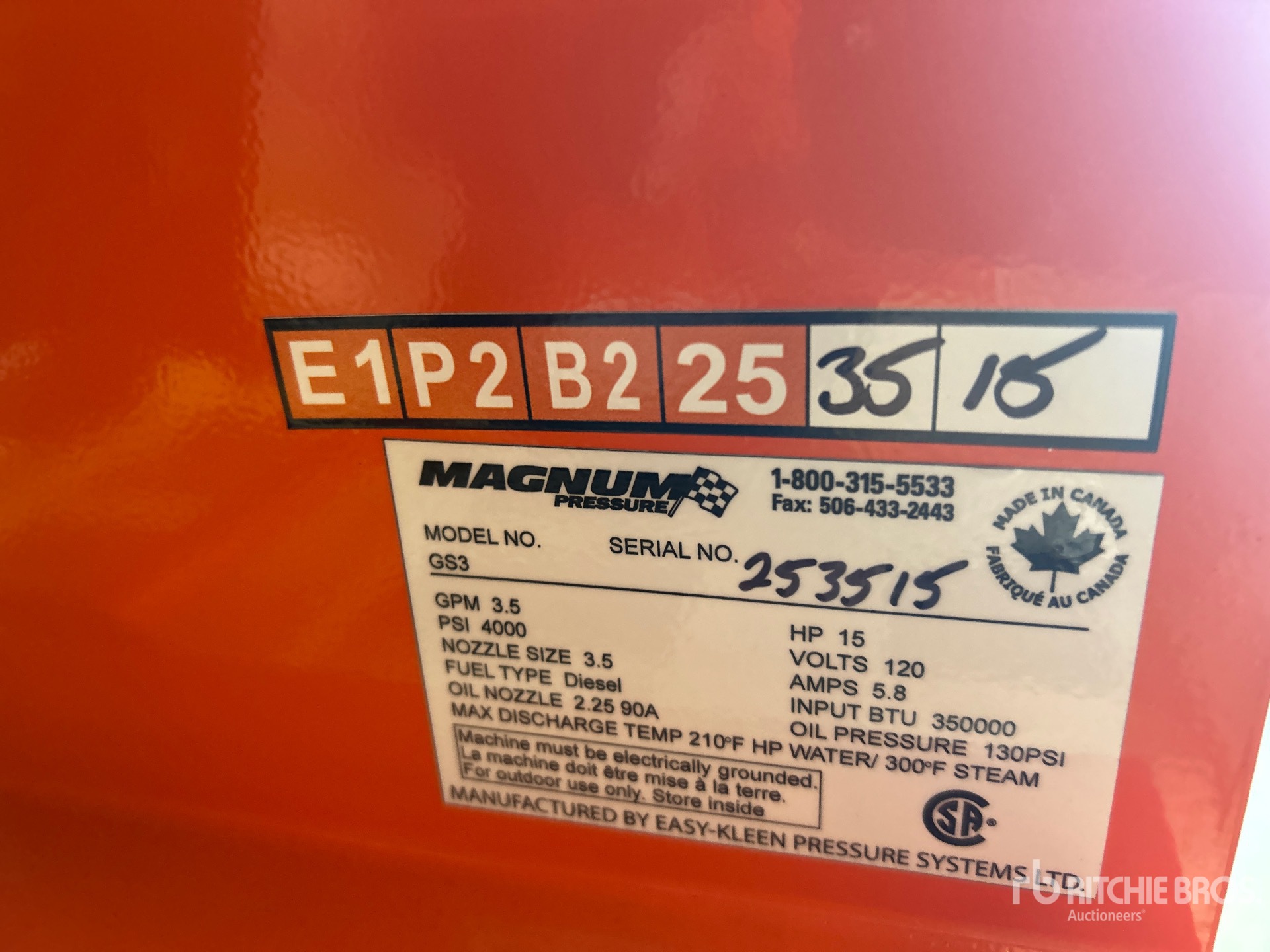 General Appearance with Serial Number / VIN