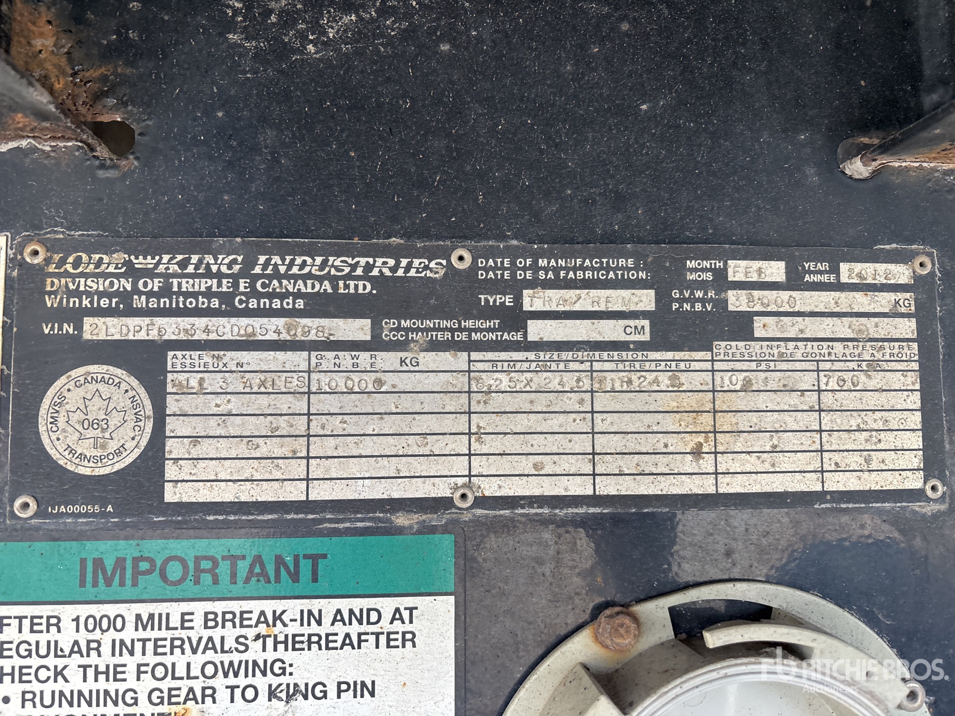 General Appearance with Serial Number / VIN
