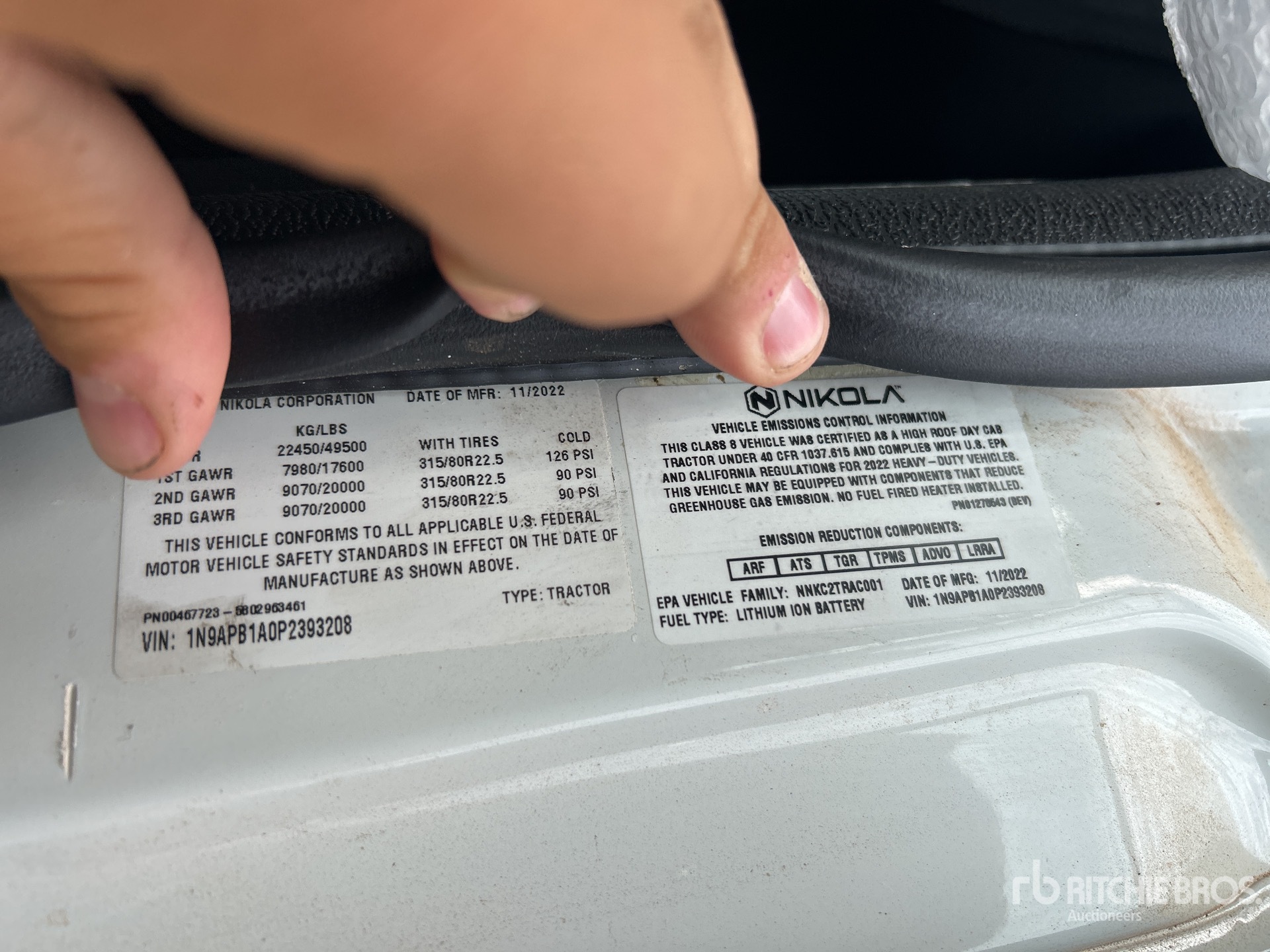 General Appearance with Serial Number / VIN