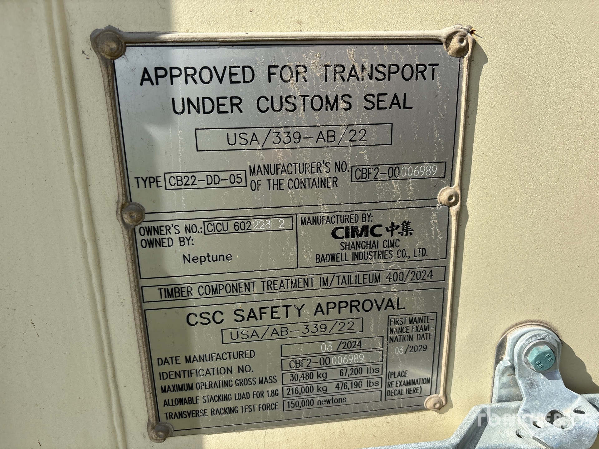 General Appearance with Serial Number / VIN
