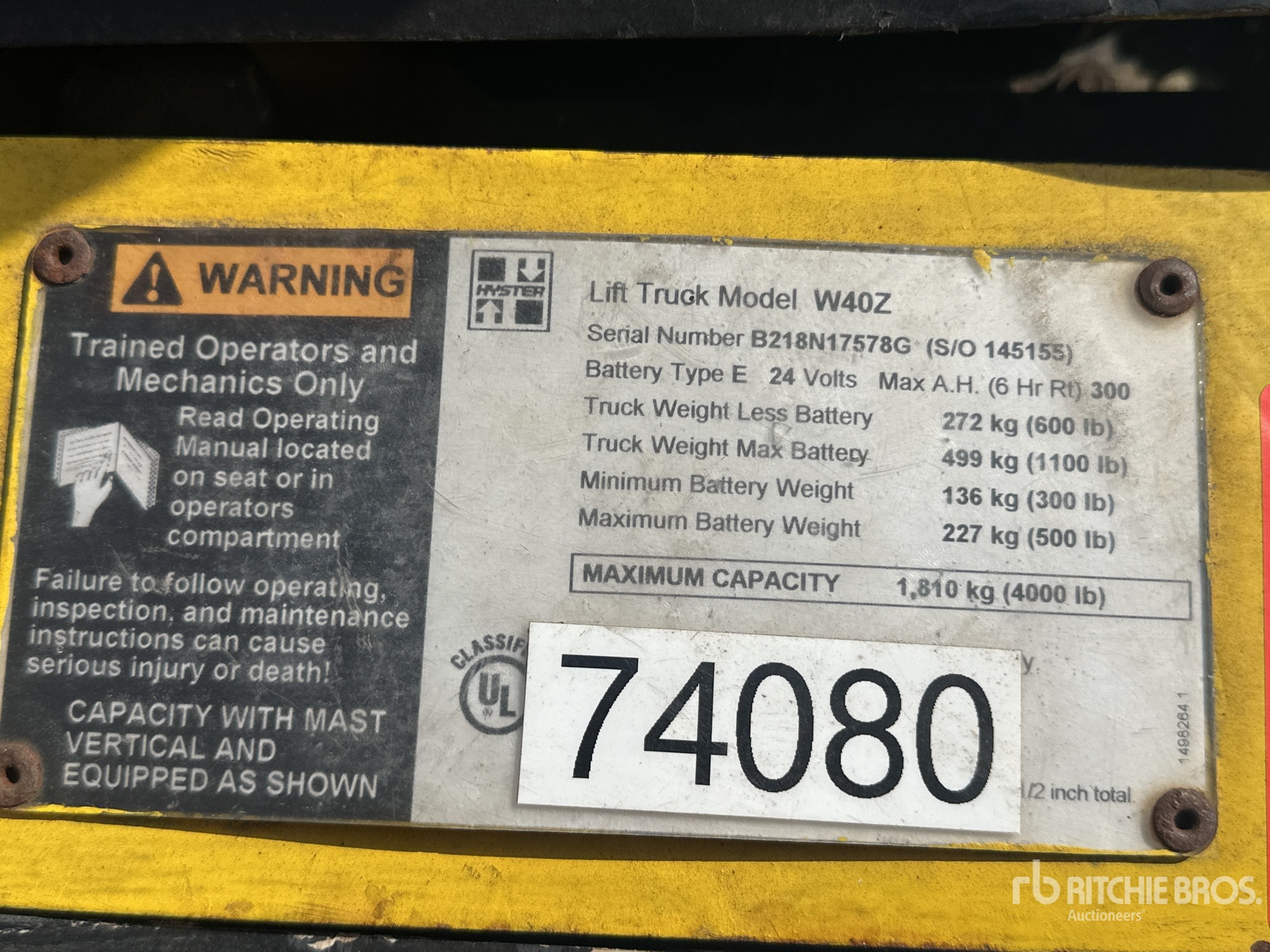 General Appearance with Serial Number / VIN