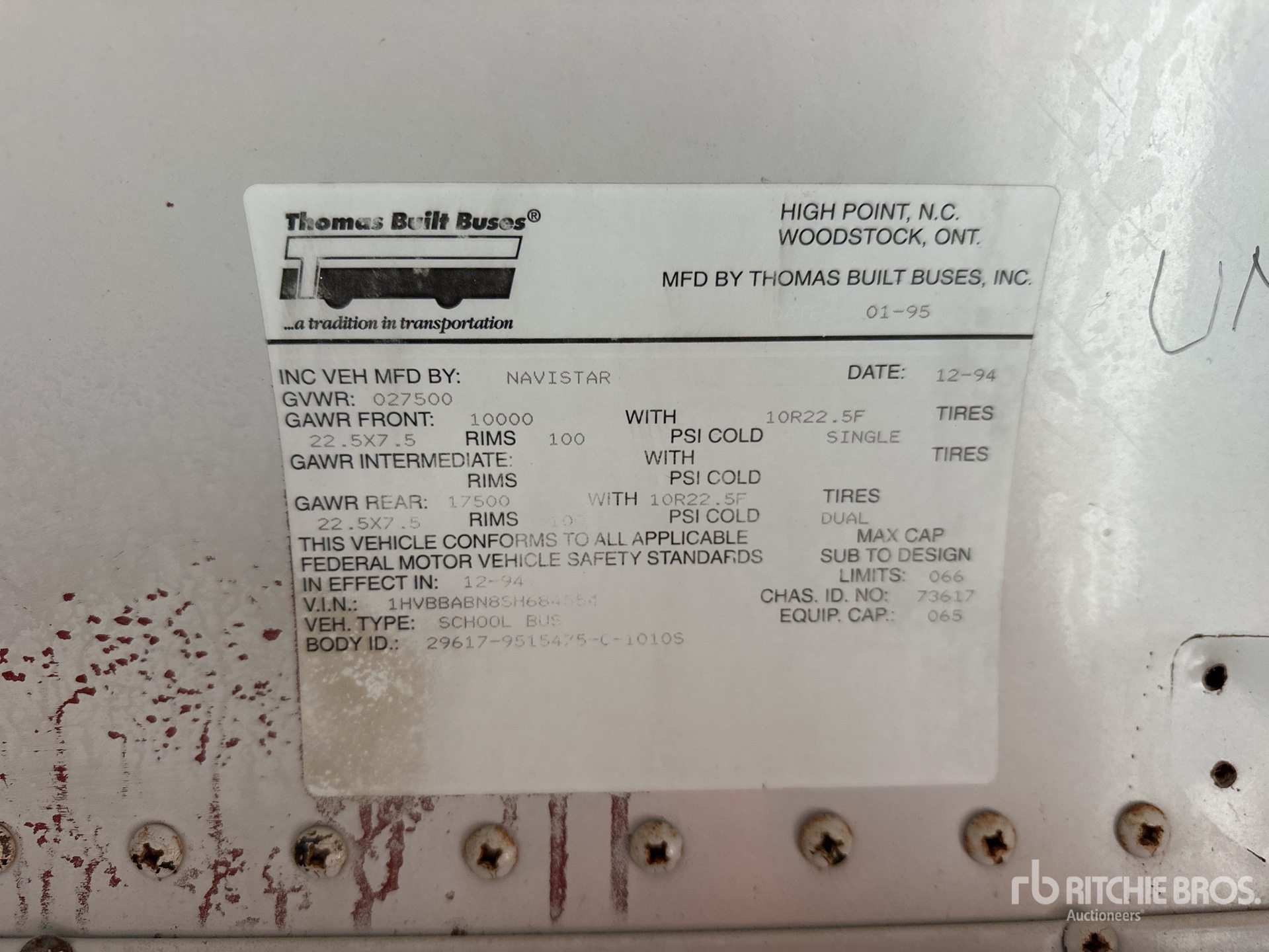 General Appearance with Serial Number / VIN