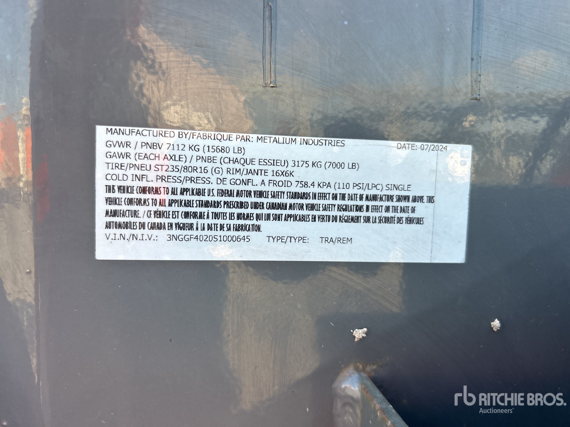 General Appearance with Serial Number / VIN