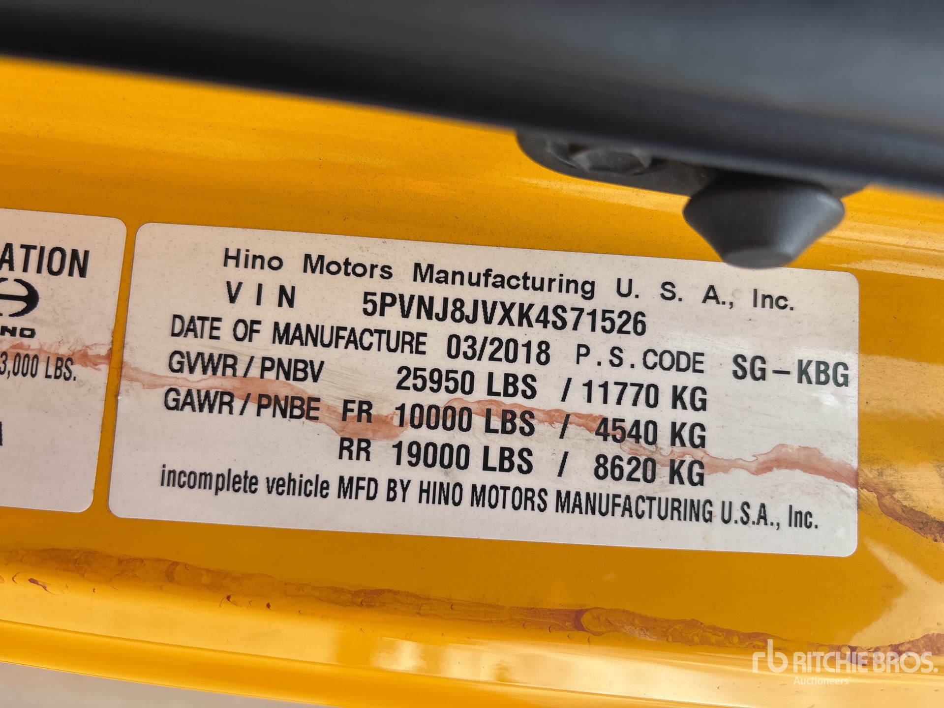 General Appearance with Serial Number / VIN