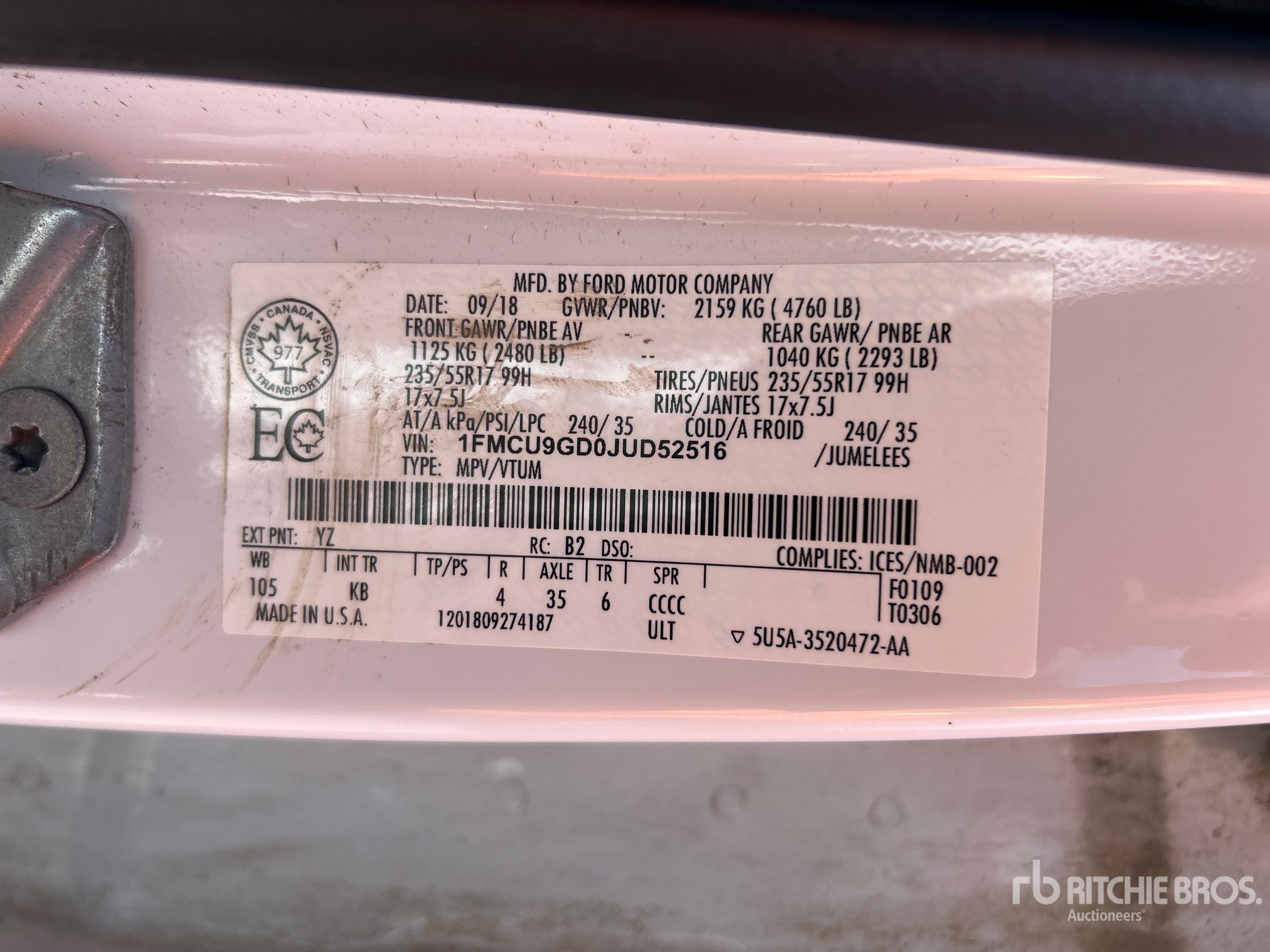 General Appearance with Serial Number / VIN