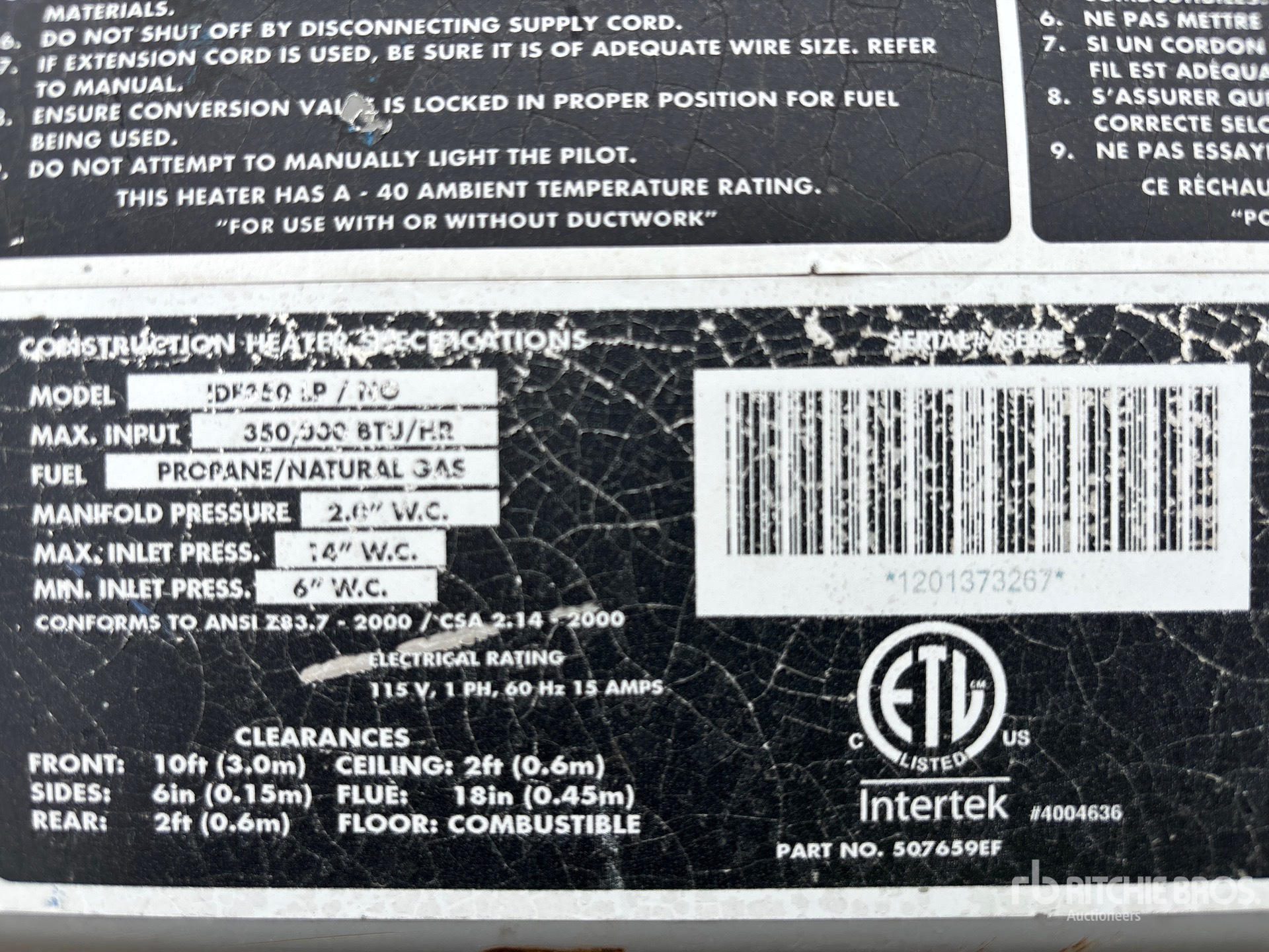 General Appearance with Serial Number / VIN