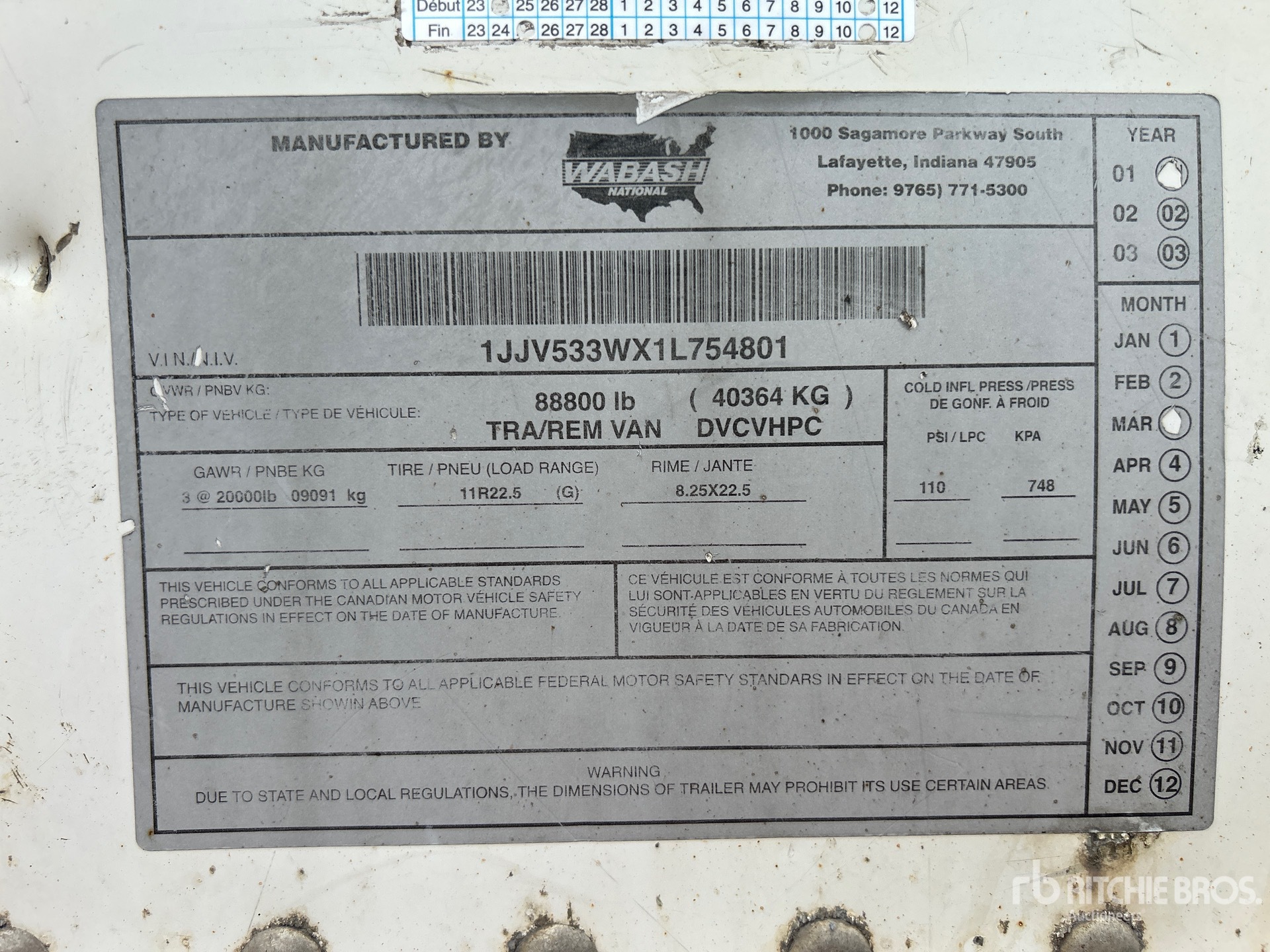 General Appearance with Numéro de série/Numéro d'identification du véhicule automobile