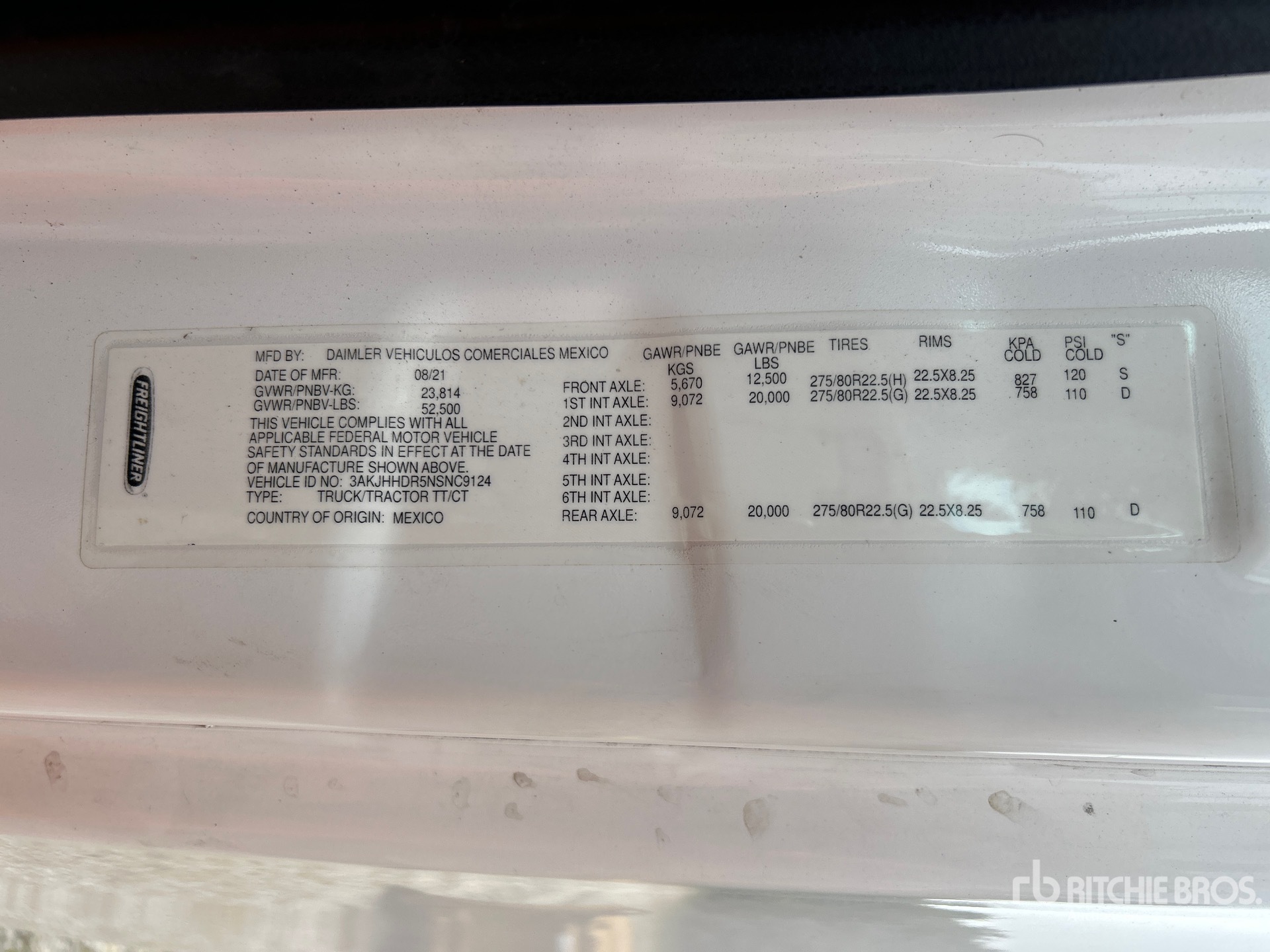 General Appearance with Serial Number / VIN