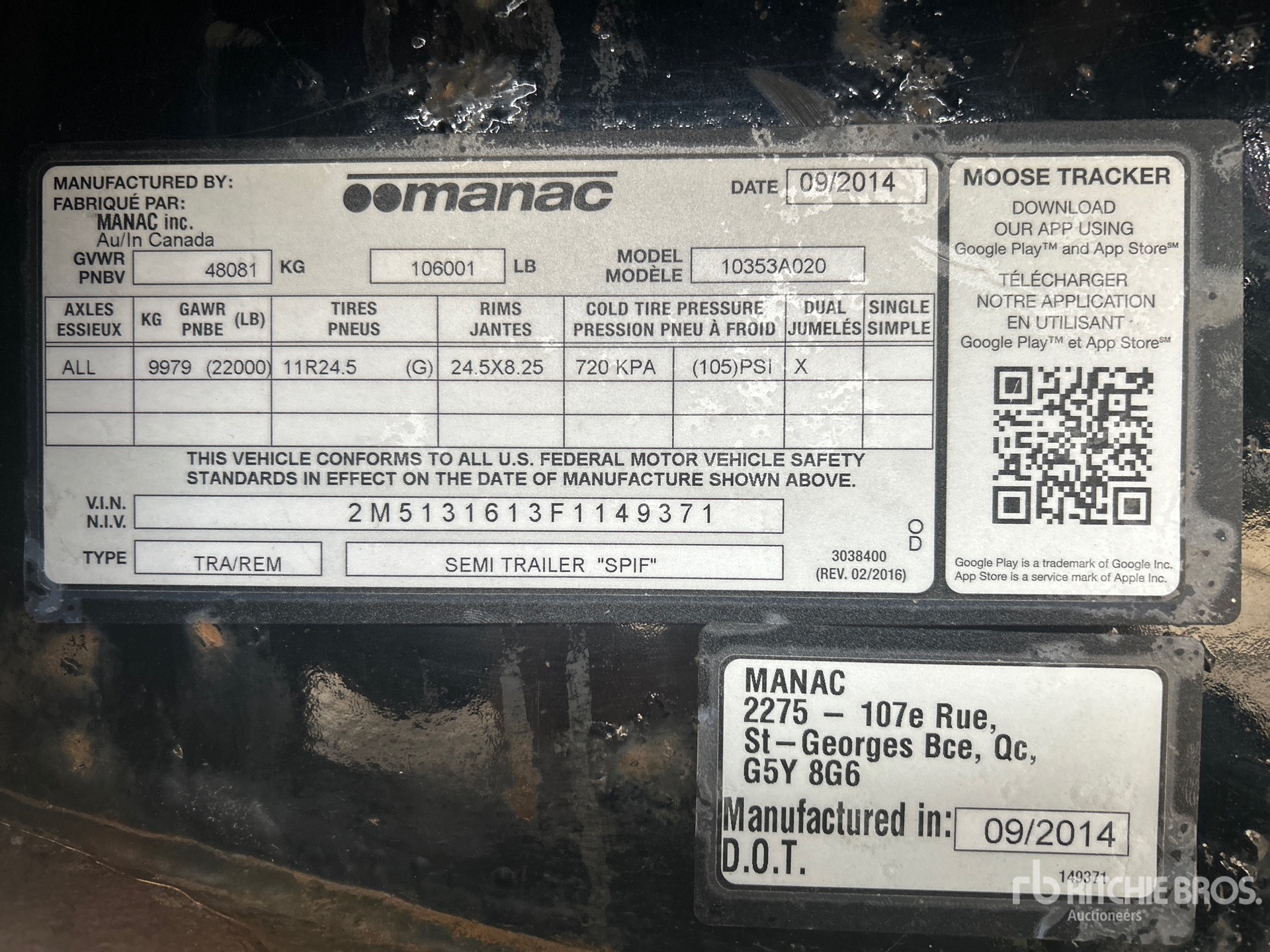 General Appearance with Serial Number / VIN