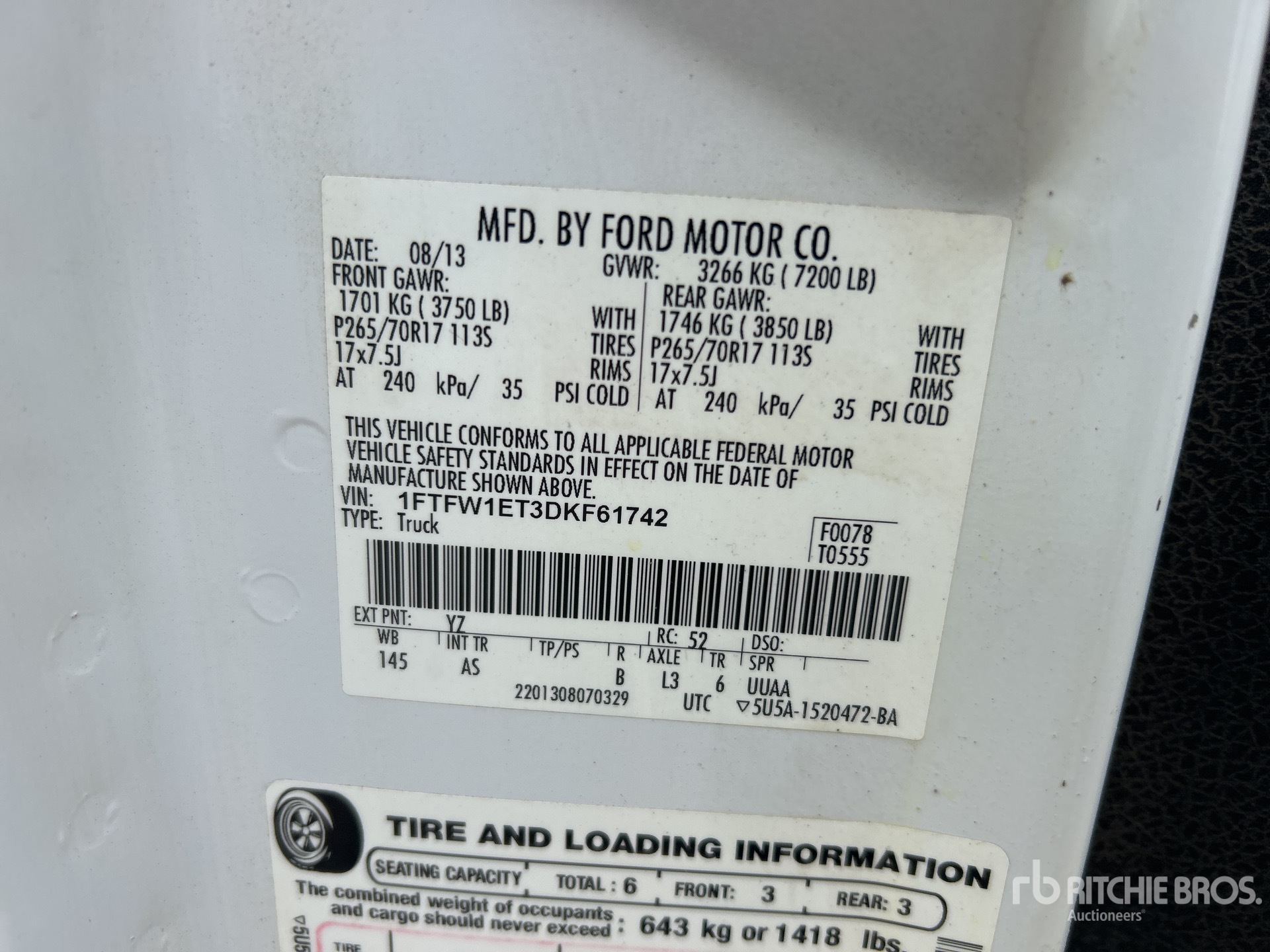 General Appearance with Serial Number / VIN