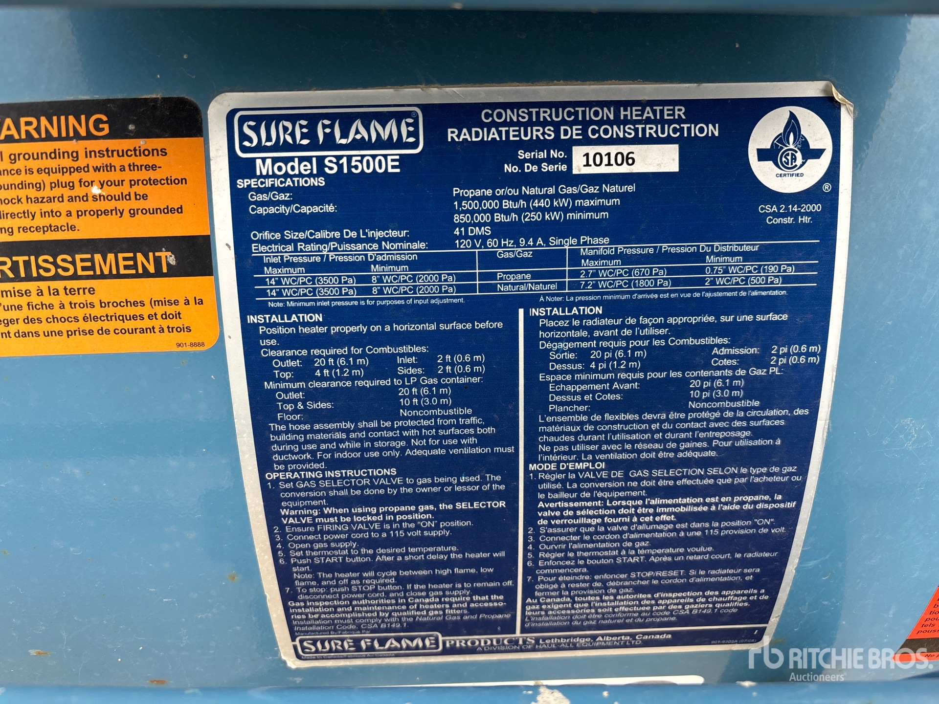 General Appearance with Serial Number / VIN