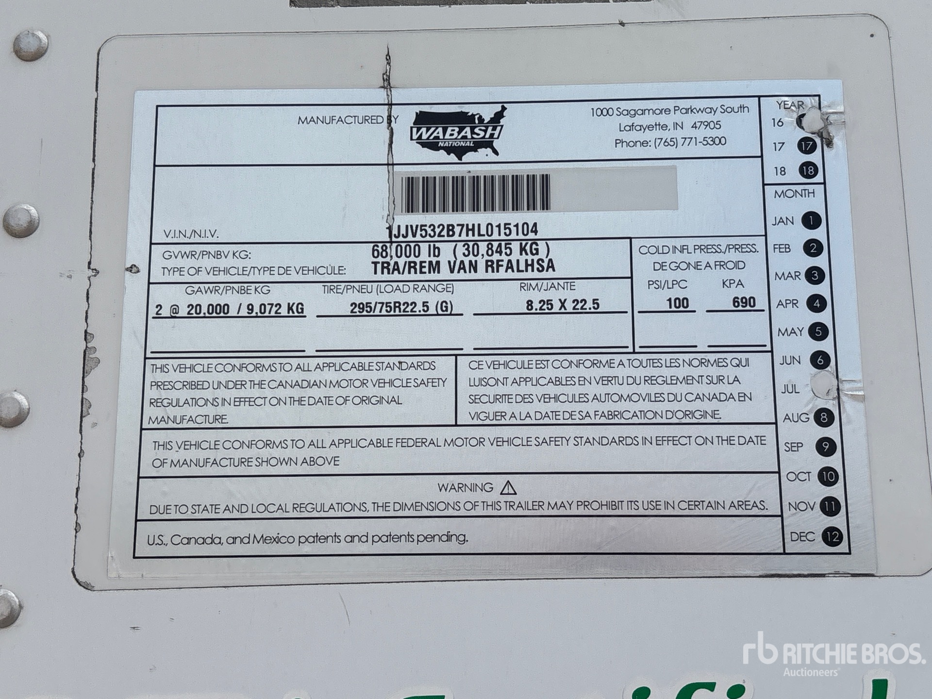 General Appearance with Serial Number / VIN