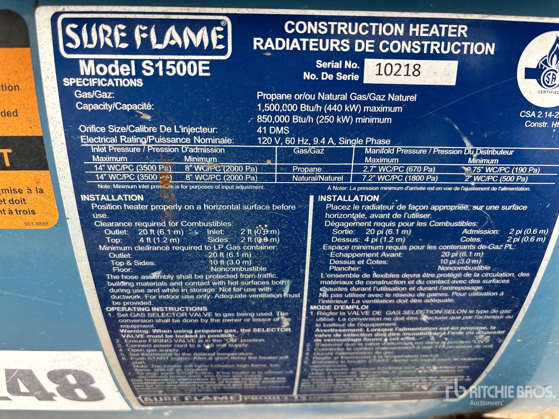 General Appearance with Serial Number / VIN