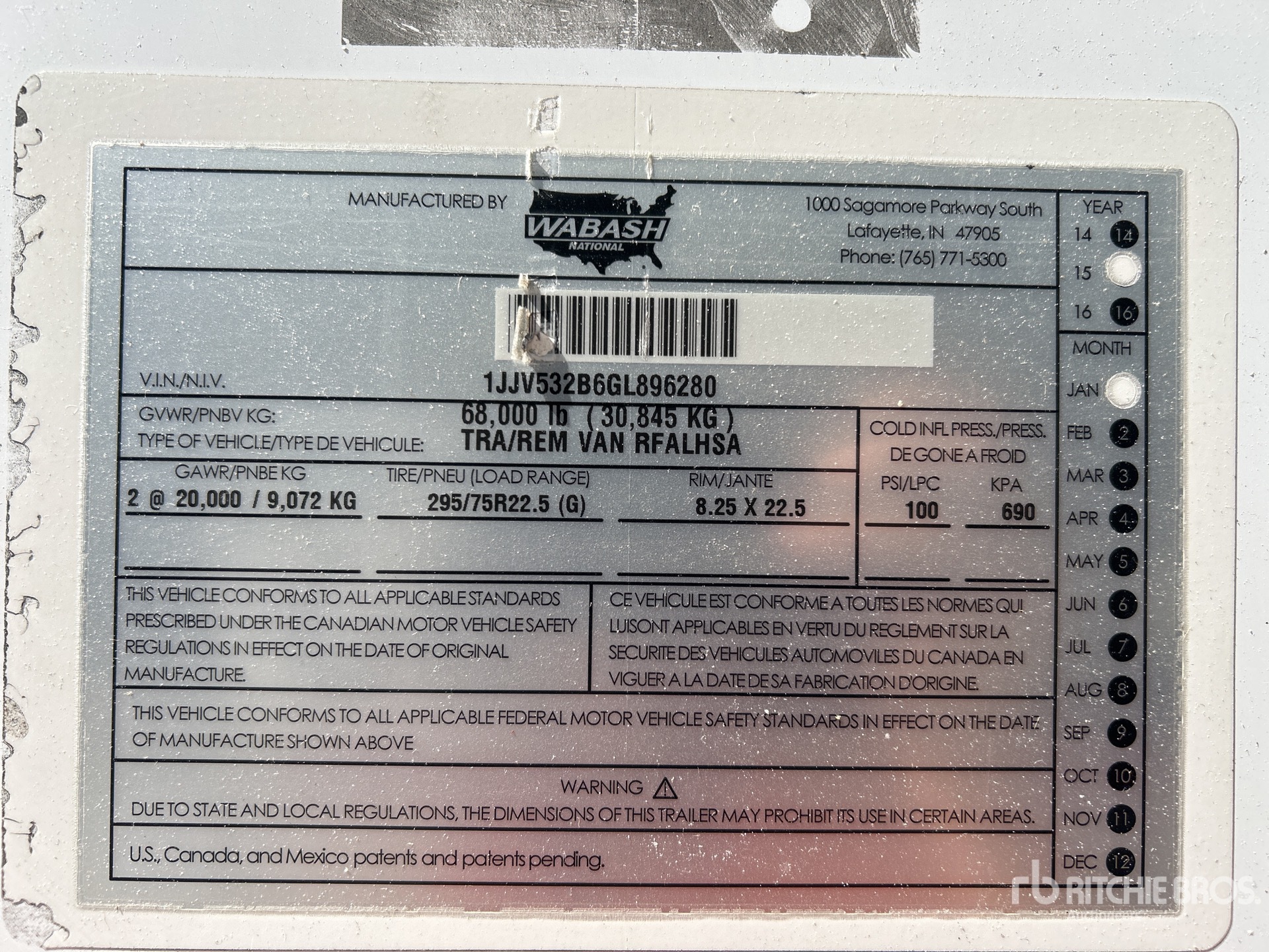 General Appearance with Serial Number / VIN