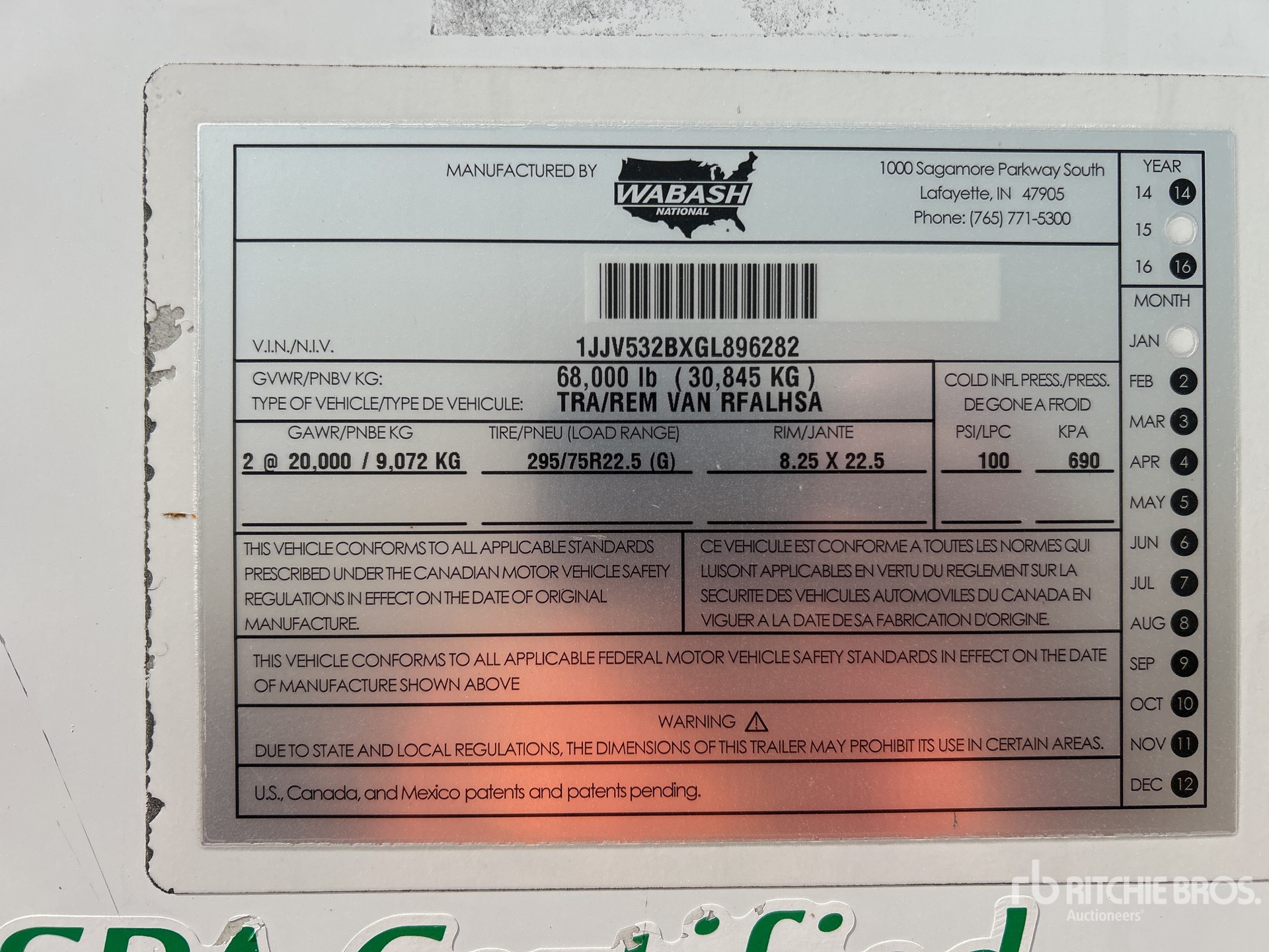 General Appearance with Serial Number / VIN