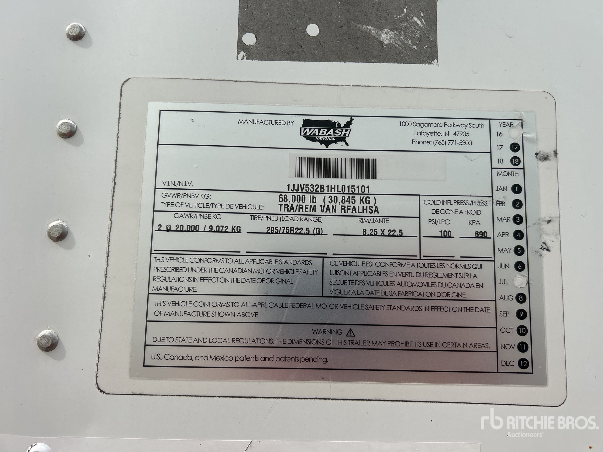 General Appearance with Serial Number / VIN